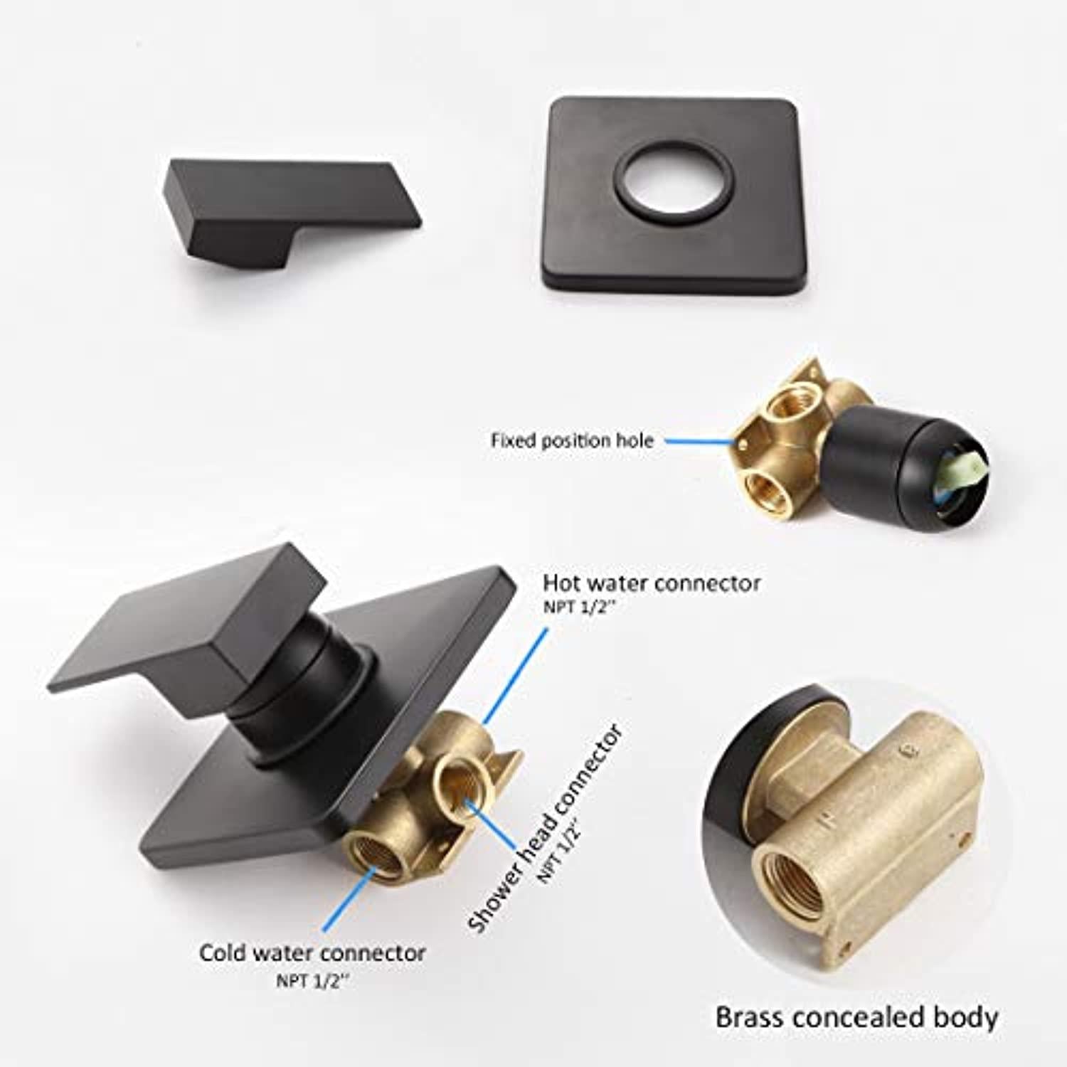 pop sanitaryware pop matte black shower faucet set, bathroom rainfall shower system with stainless steel metal showerhead, single function sho