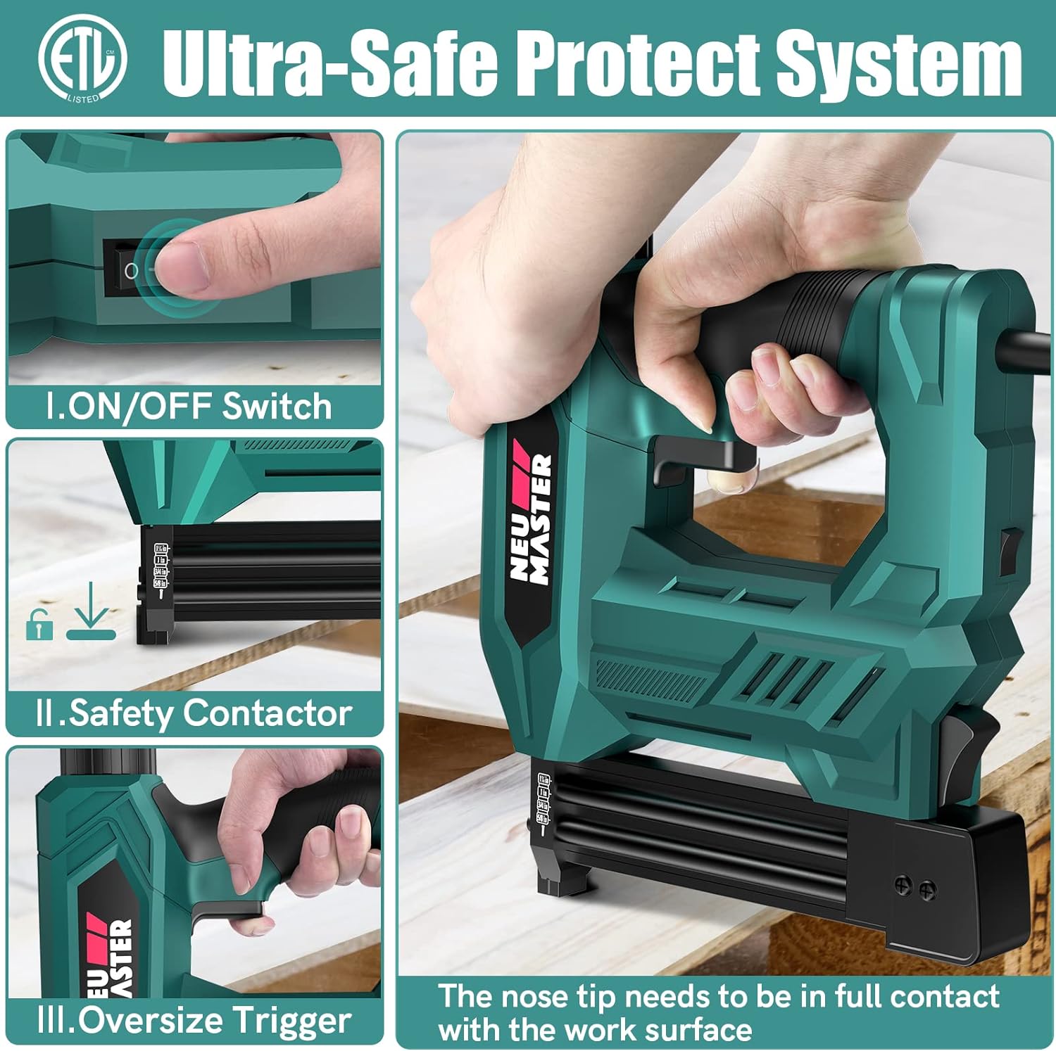 NEU MASTER Upgraded Brad Nailer,  2 in 1 Electric Staple Gun/Nail Gun for Wood, Upholstery and DIY Projects, 1/4&s;&s; Narrow Crown Staples 20