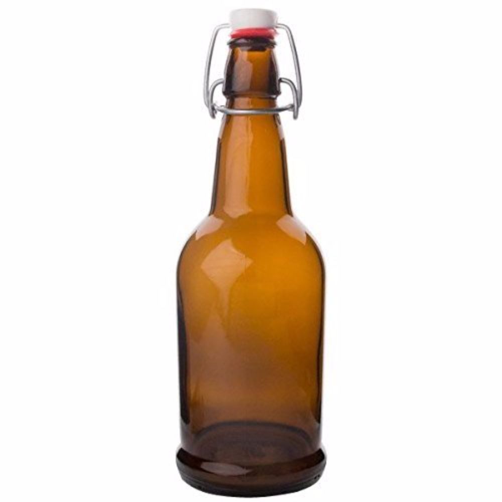 EZ Cap bottles 1 Liter (33 oz) Amber Flip Top Bottles Case of 12 Bottles