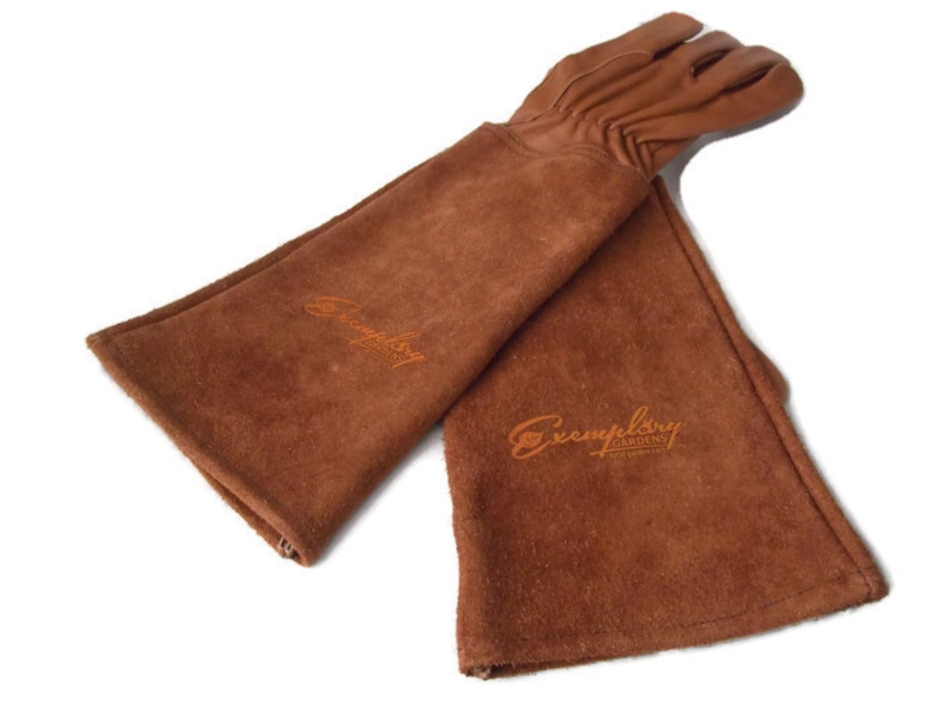 Exemplary Gardens Rose Pruning Gloves for Men and Women - Thorn Proof Goatskin Leather Gardening Gloves with Gauntlet