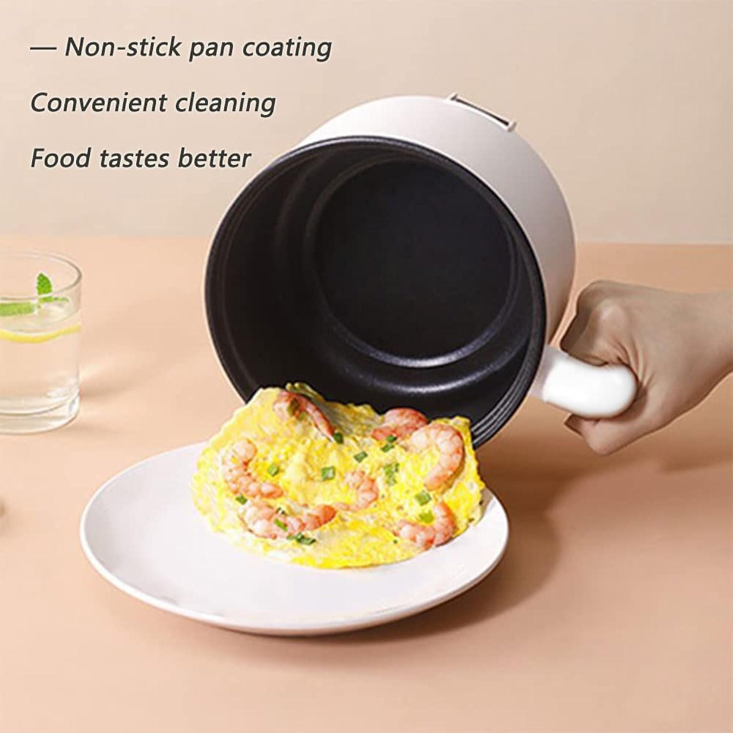 GCP Products Electric Hot Pot Cooker Steamer 1.8L - Multifunctional Non-Stick Pan - Dormitory Office Portable Rapid Ramen Cooker Steamer B…