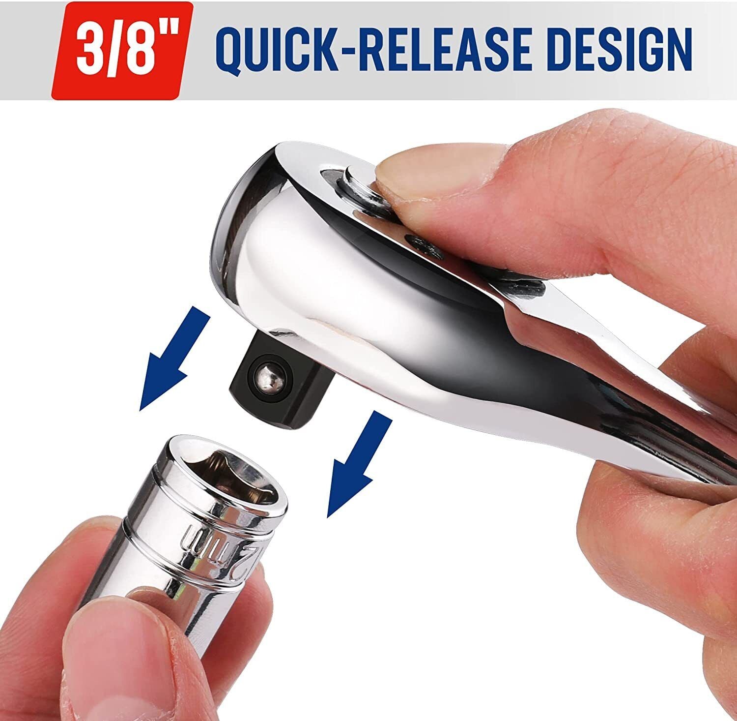 GCP Products 3/8 Drive Ratchet Wrench Quick-Release 72-Tooth 3/8 Drive Ratchet Handle
