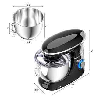 Gymax 6.3 Quart Tilt-Head Food Stand Mixer 6 Speed 660W w/Dough Hook, Whisk Black