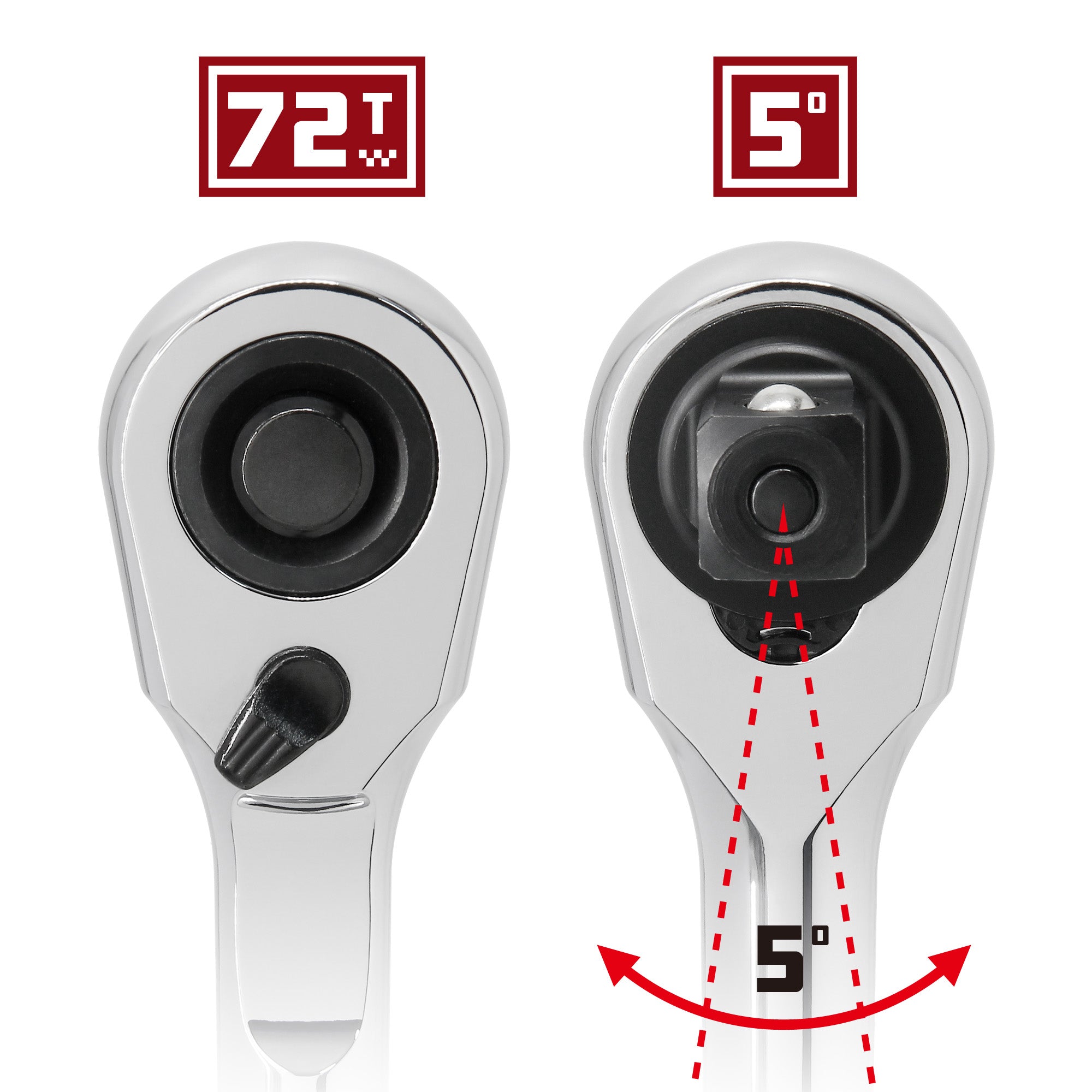 Powerbuilt 1/4 Inch Drive 72 Tooth Pro Tech Ratchet with Contour Handle - 649968