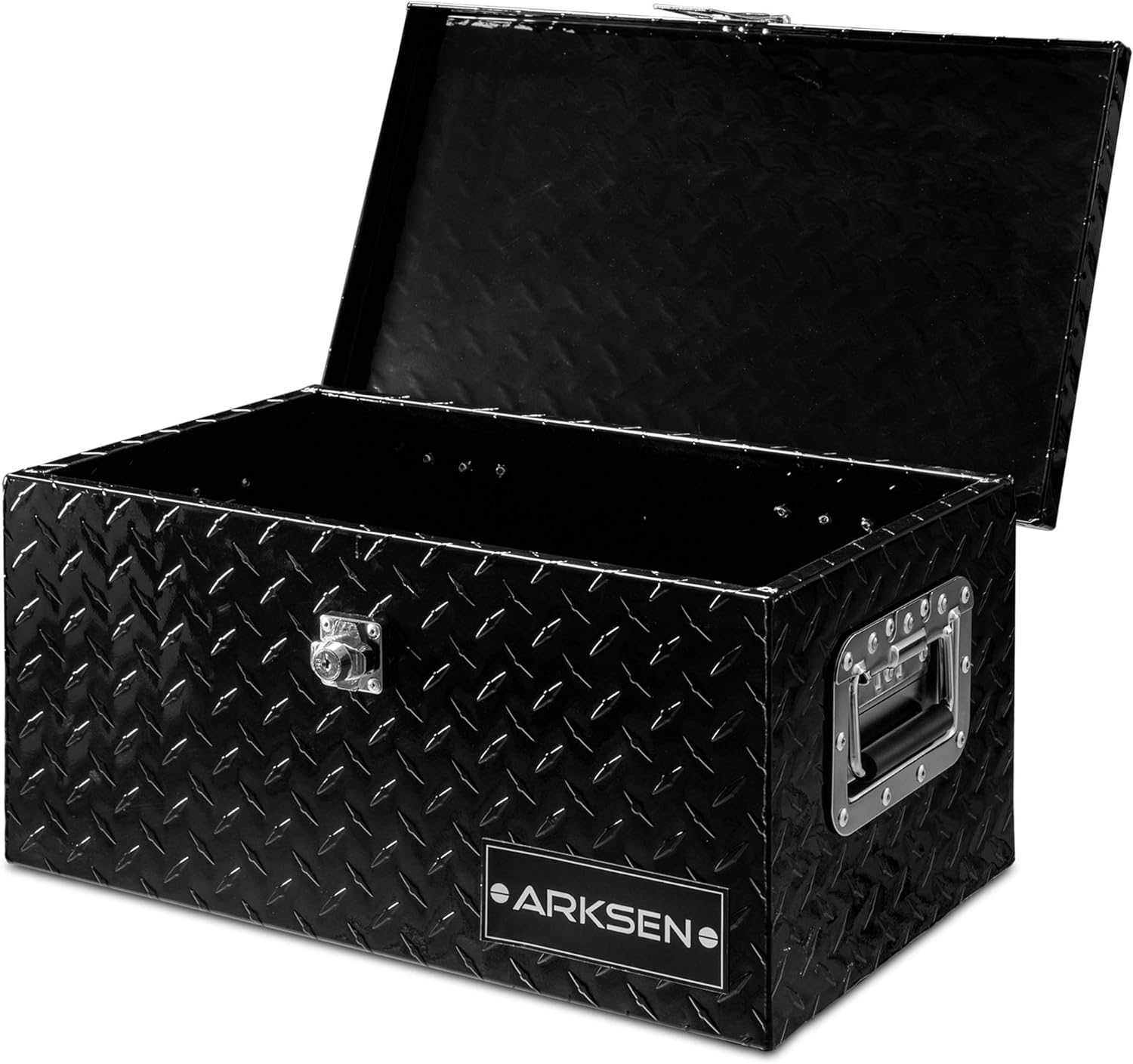 Arksen 20 Inch Heavy Duty Aluminum Diamond Plate Tool Box Chest Box Pick Up Truck Bed RV Trailer Toolbox Storage with Side Handle and