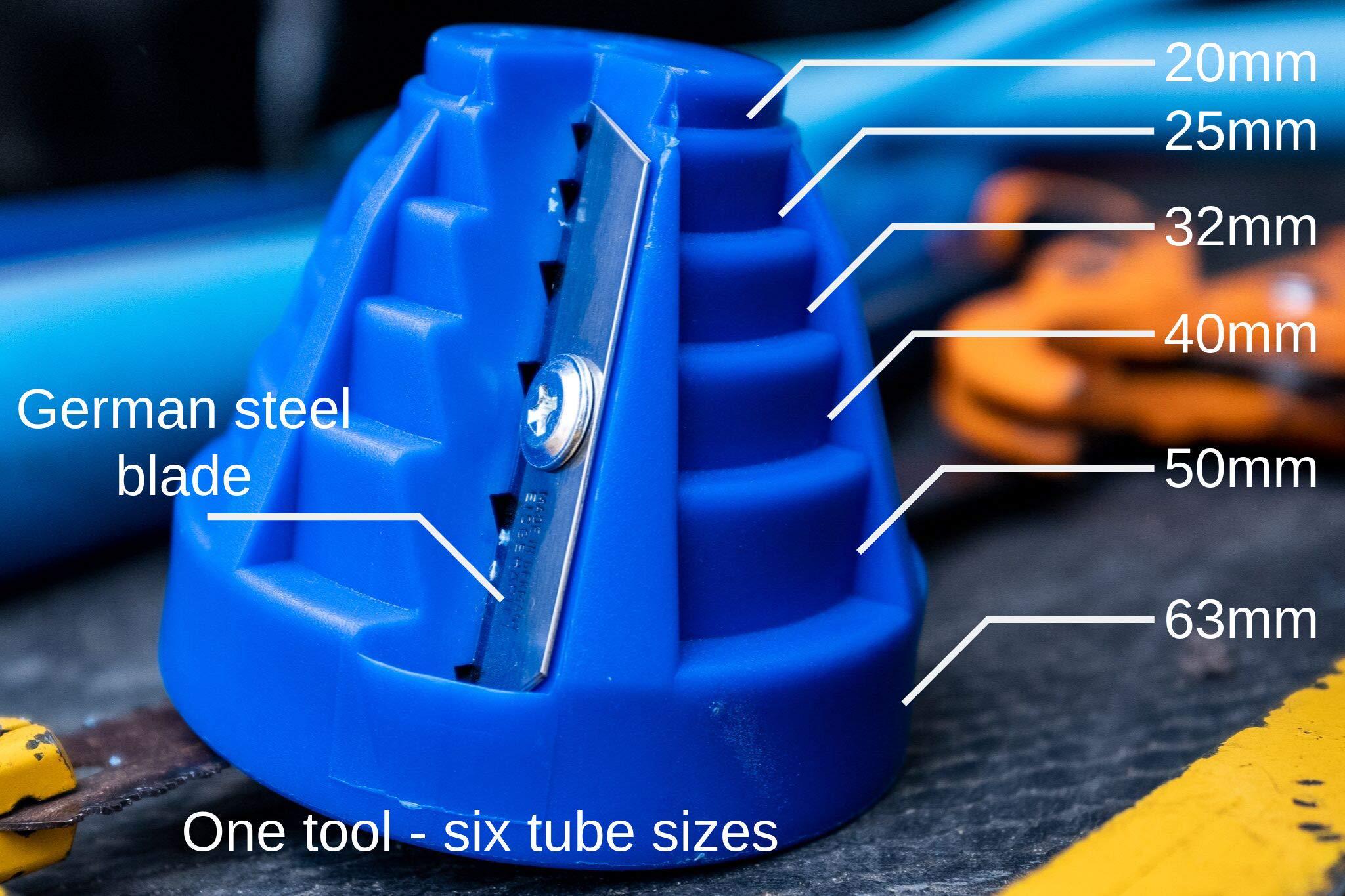 redify plastic pipe chamfering tool | 20-63mm pe mdpe and hdpe pipes | external chamfer | plumbing tools | water gas telecomm