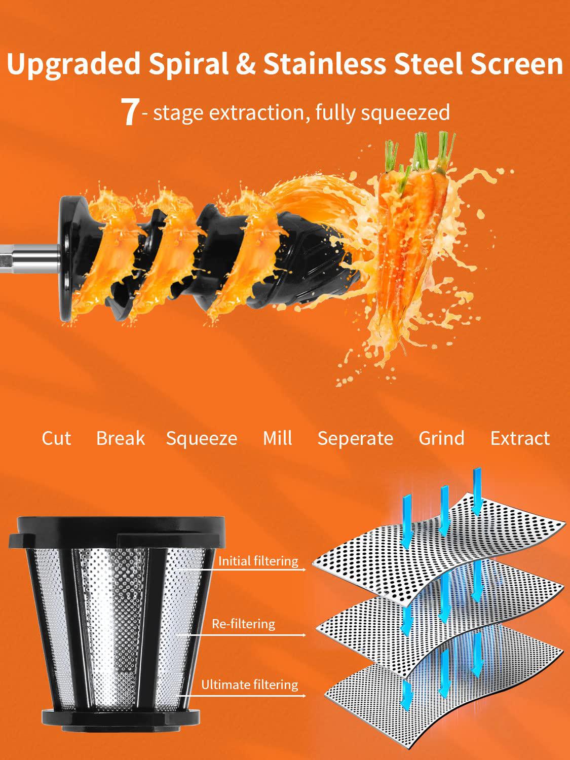 lufvebut electric juicer slow smart home juicer machines for fruits vegetable ginger beets carrots celery cold press masticating juice
