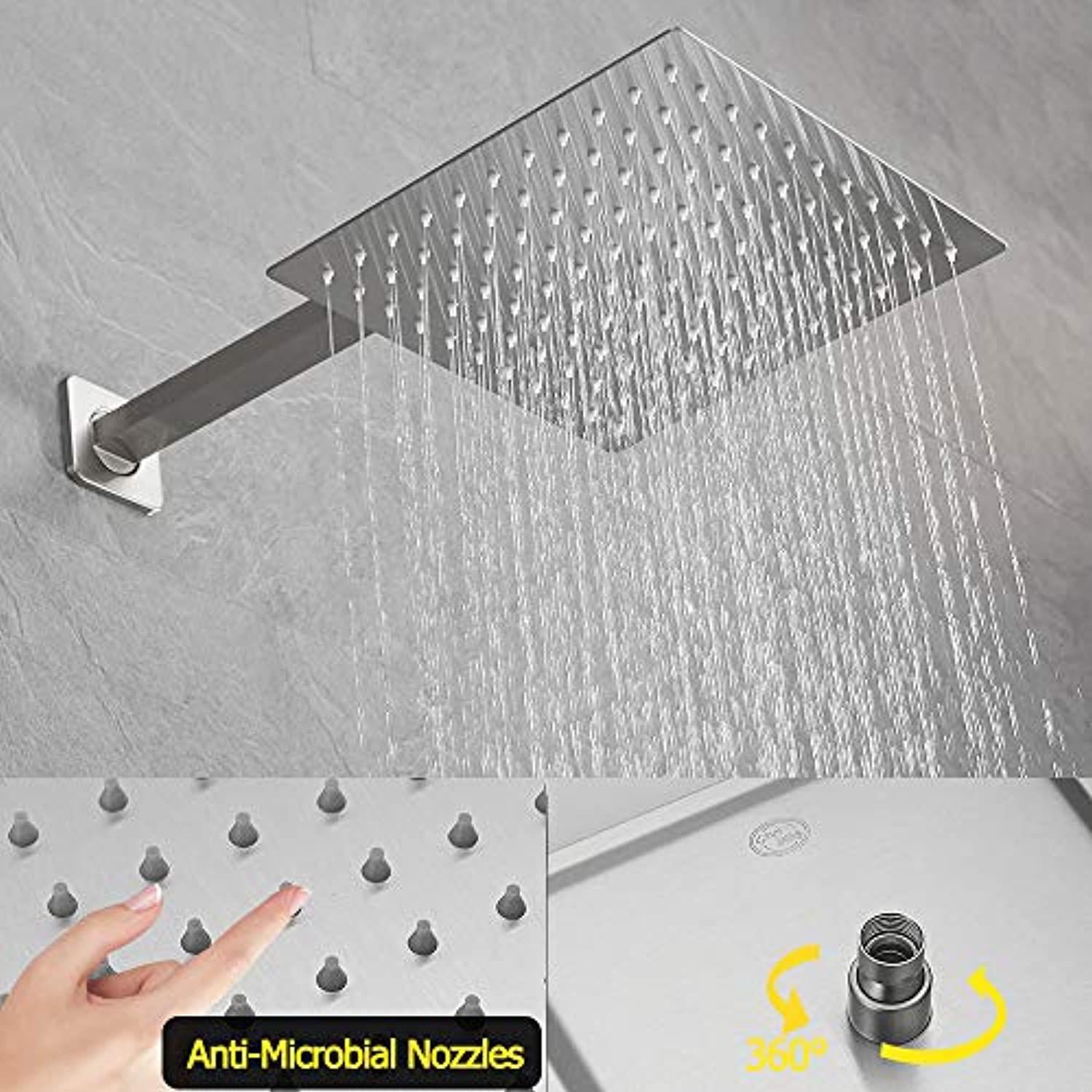 jinggang brushed nickel shower system 10 inch bathroom luxury rain mixer shower combo set wall mounted rainfall shower head a