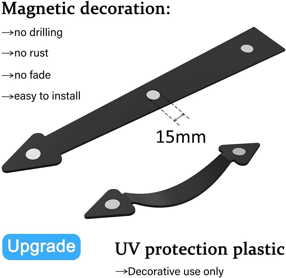 WinSoon Garage Door Magnetic Decorative Hardware Couch House Double Carriage Door Accents 8 Hinges 4 Handles Decor Kit for 2 Car Garage