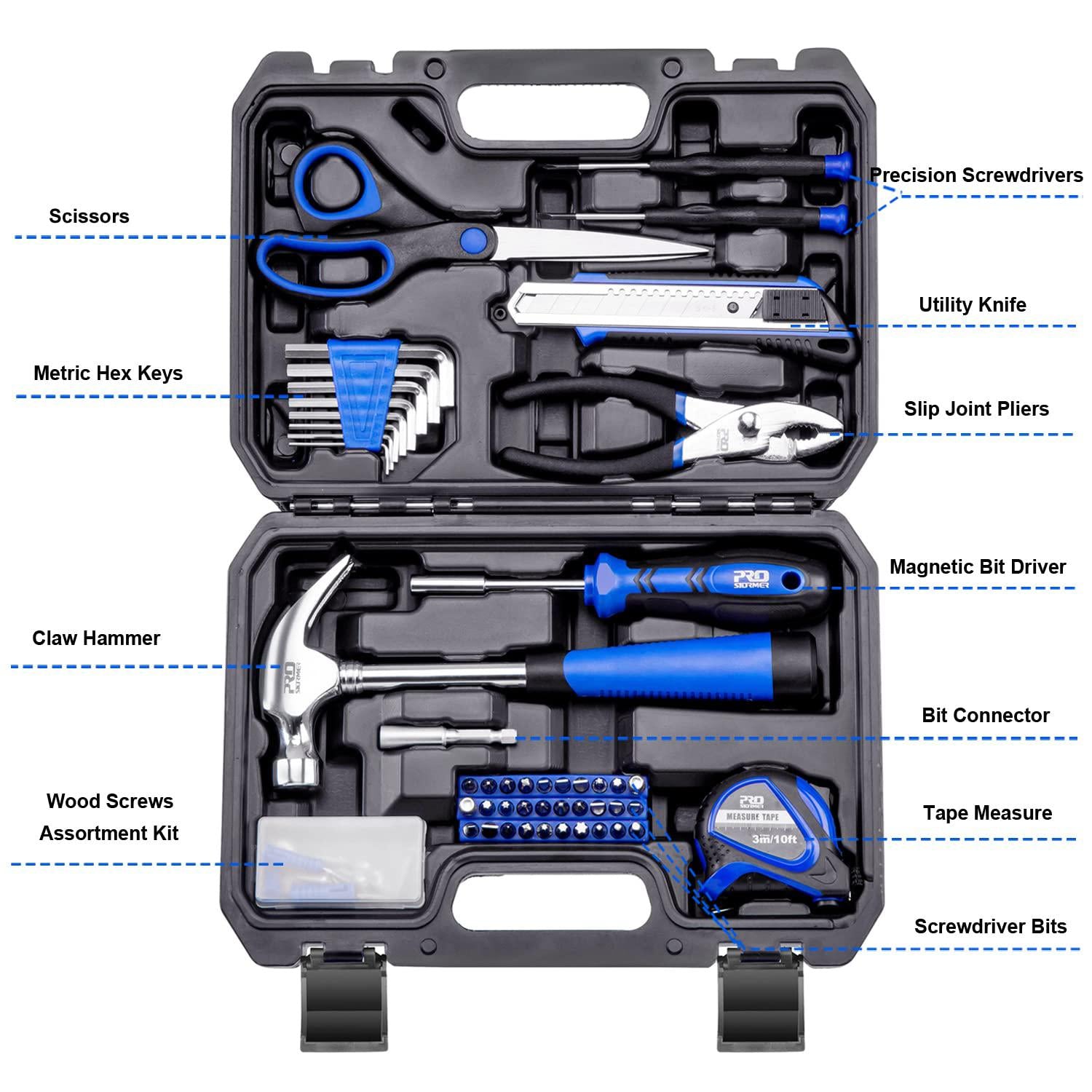 prostormer 49-piece small home tool kit, general household repair tool set with tool box storage case - great gift for beginn