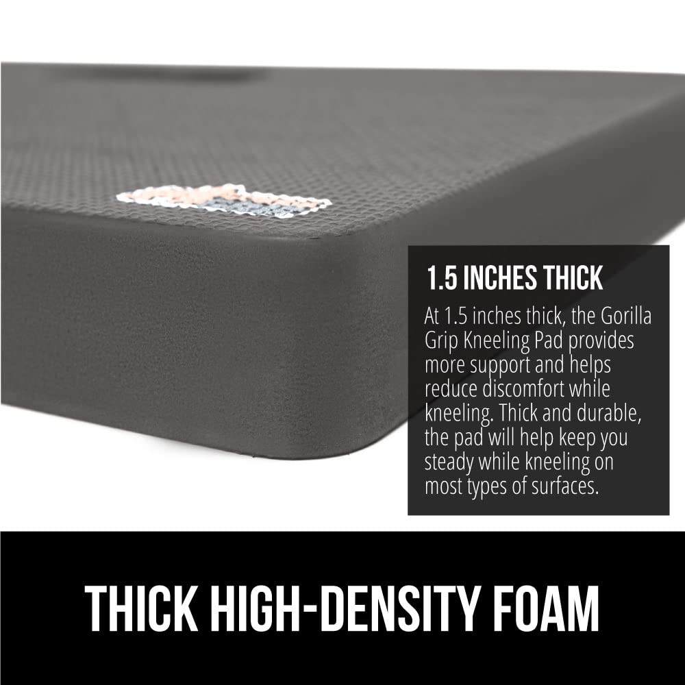 Gorilla Grip Extra Thick Kneeling Pad, Supportive Soft Foam Cushioning for Knee, Water Resistant Construction for Gardening, Bat