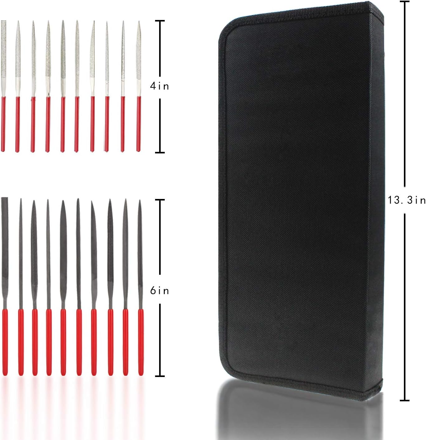 Kalim File Set, Carbon Steel File and Diamond File Kit, Different Size Files Suitable for all Wood/Metal/Jewelry/Model/3D Print Grind
