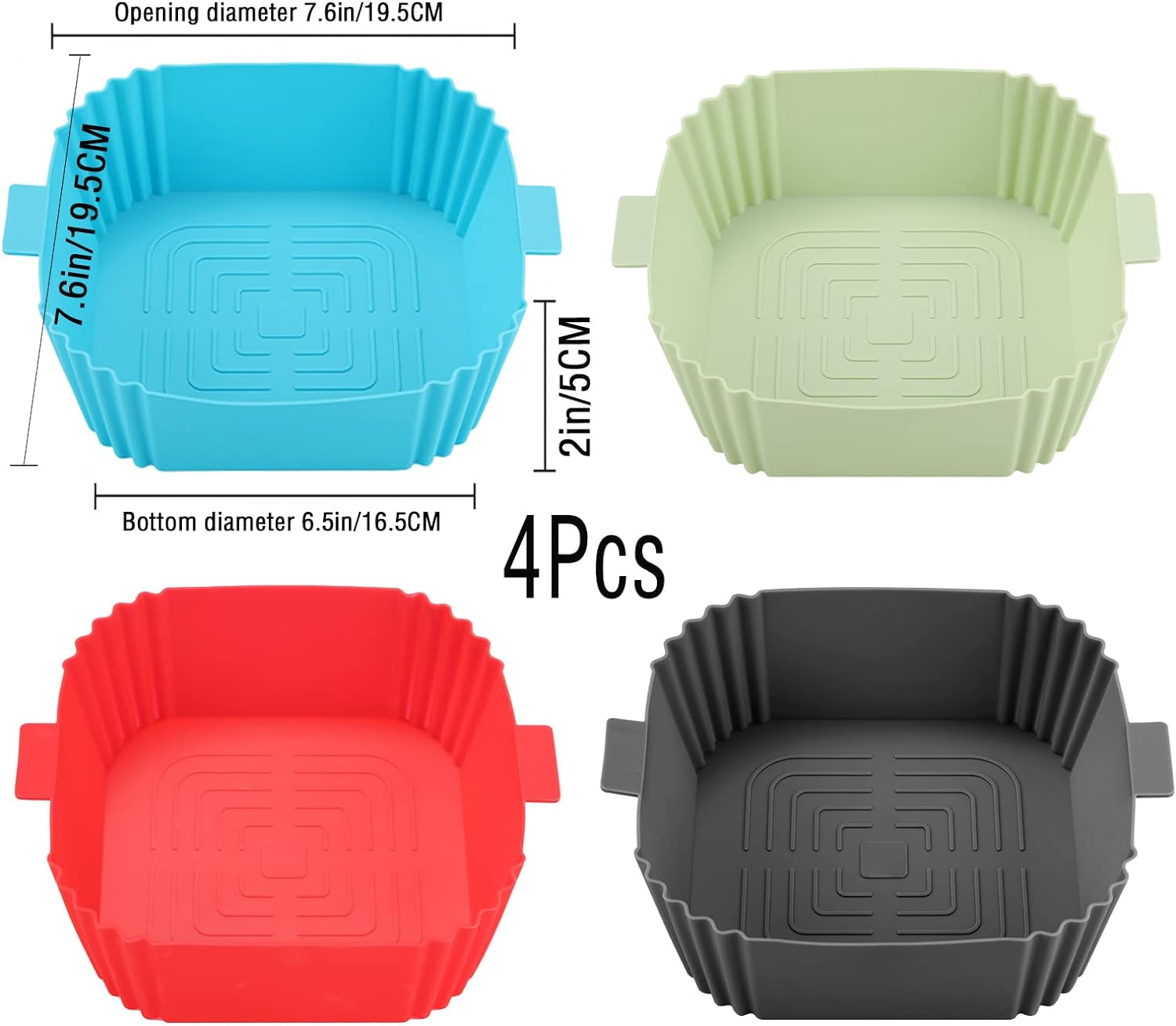 LYHOLKEER Silicone Air Fryer Liners, 4Pcs Air Fryer Silicone Reusable Liners Square,Food Safe Air Fryers Oven Accessories,Replacement Of