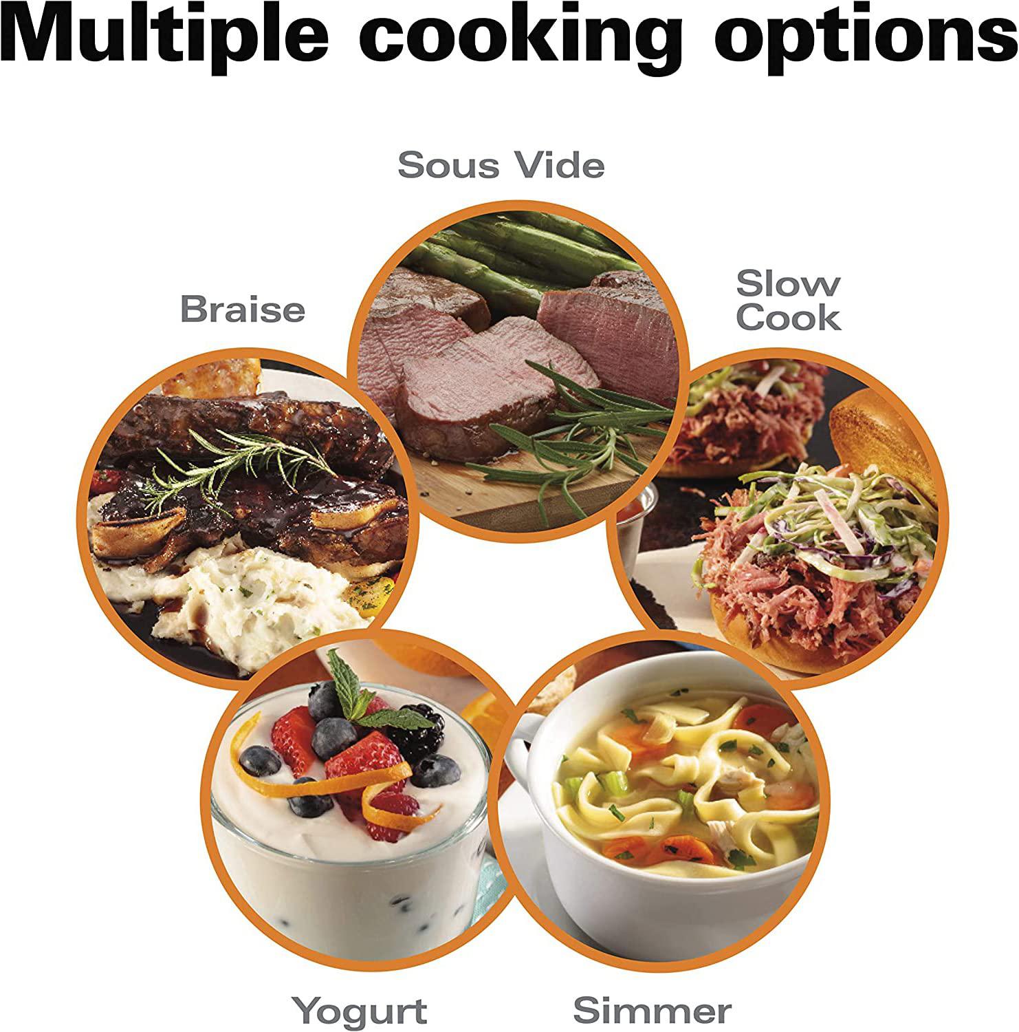 NOZAYA portable 6 quart slow cooker - with lid lock, temperature probe