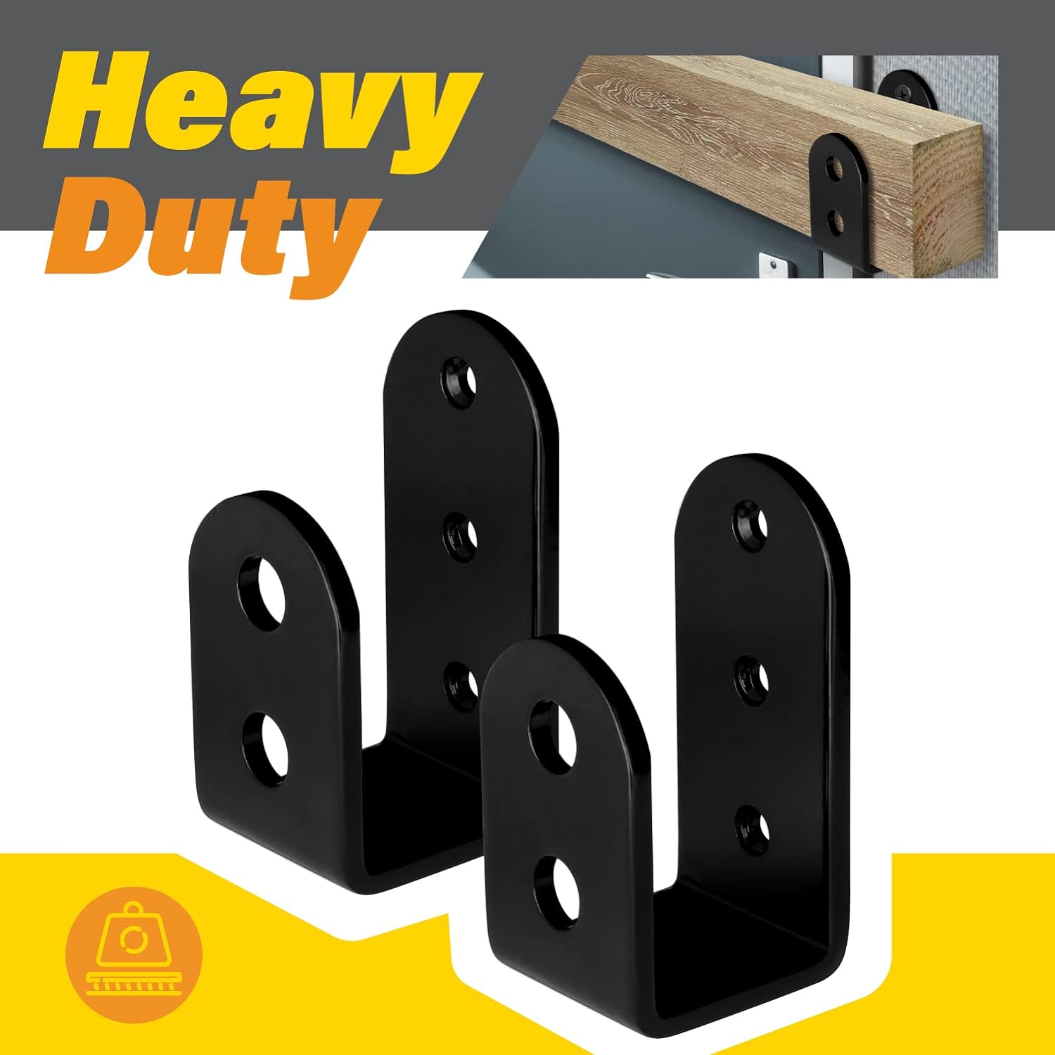 CABASAA 2x4 Door Barricade Brackets, Heavy Duty Open Bar Security Holder Bracket, Stopper Fits Boards Lumber, Jammer and Tool Hanger fo