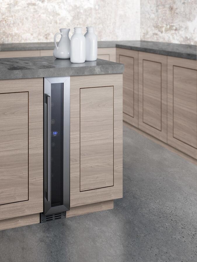 Summit SWC007 6 Wine Cooler with 7 Bottle Capacity  Digital Thermostat  Automatic Defrost  LED Lighting  High Temperature and Op