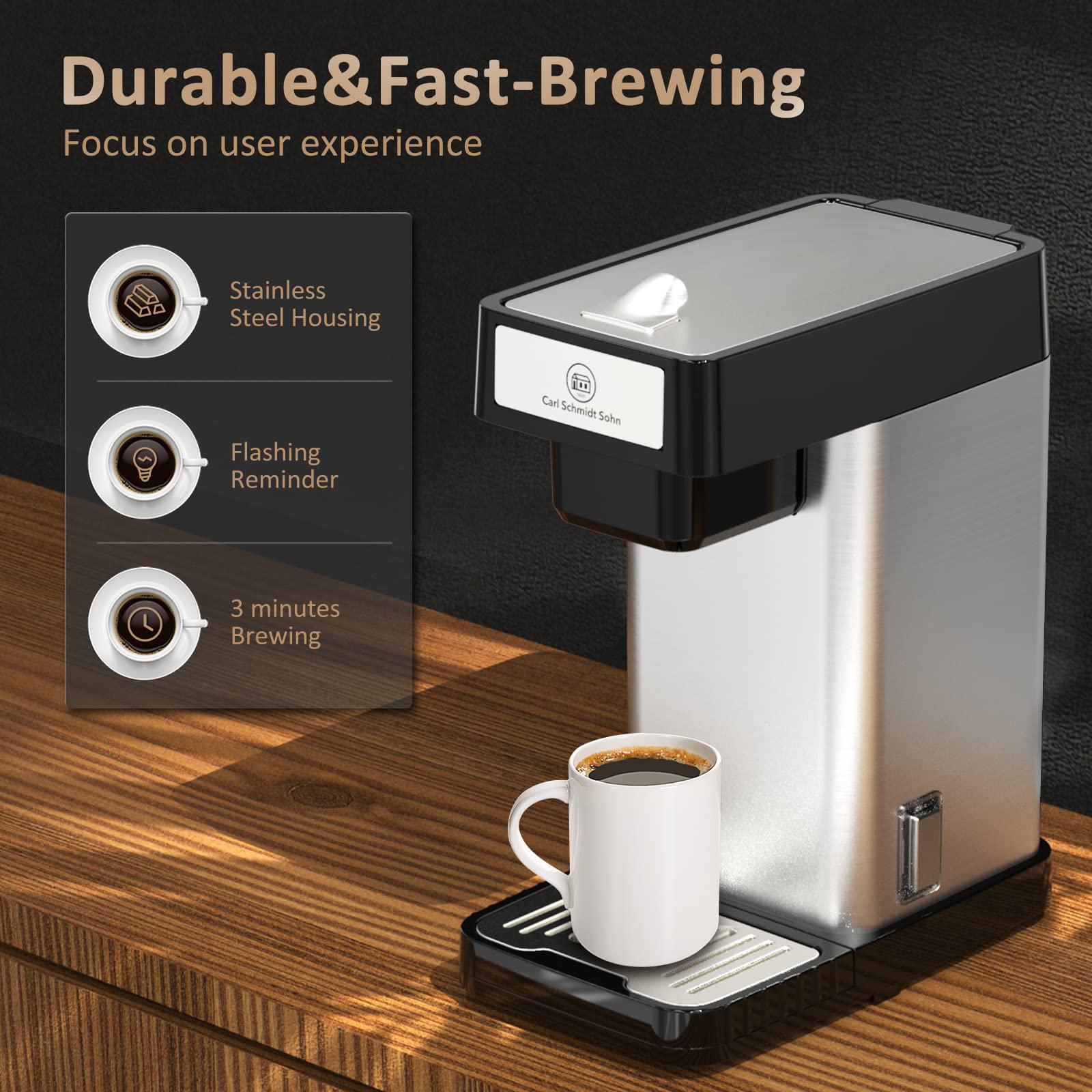 1829 carl schmidt sohn css single serve coffee maker, k-cup coffee pod brewer, 10 oz brew size, mini coffee maker for coffee