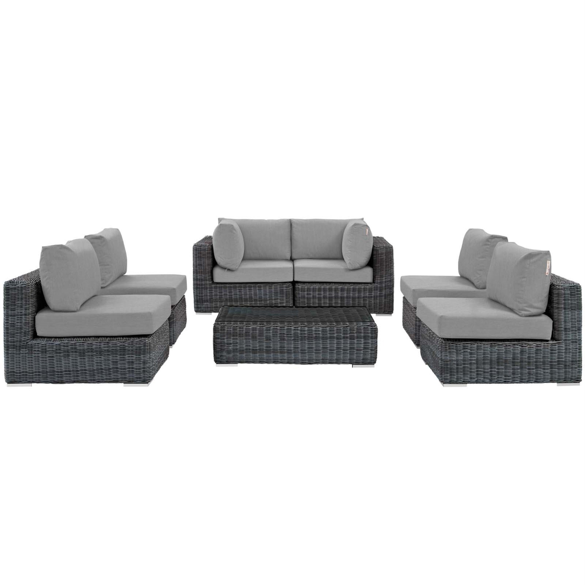 Ergode Summon 7 Piece Outdoor Patio Sunbrella Sectional Set - Canvas Gray