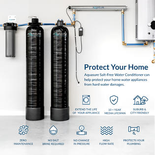 Aquasure Serene 15 GPM Salt-Free Conditioning, Whole House Water Treatment System, Pleated Sediment Pre-Filter and UV Sterilizer