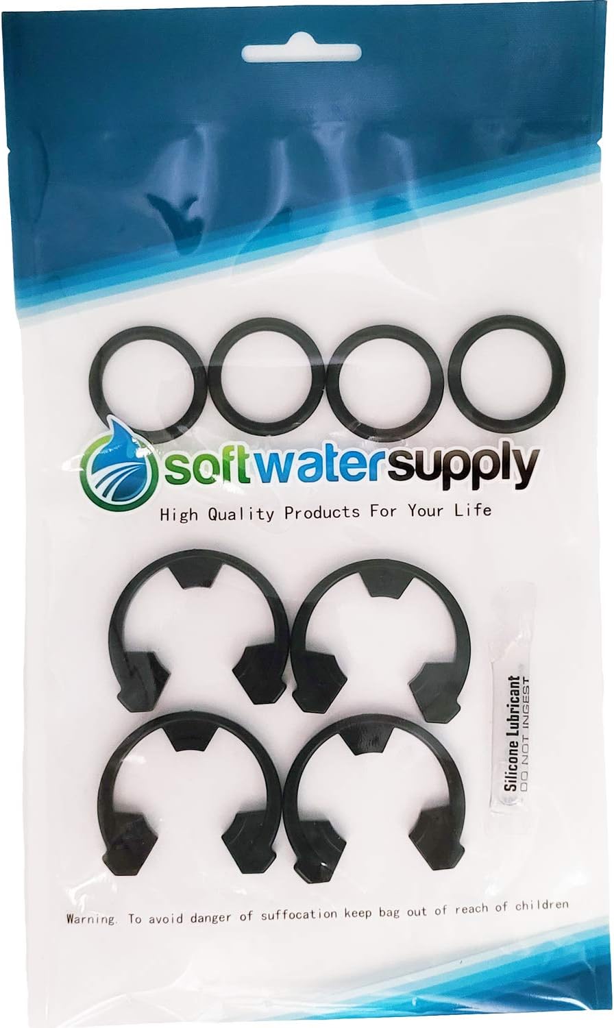 Soft  Water  Supply Water Softener Clip and O-Ring Kit - Authentic OEM Parts - 7337571 and 7337563 Kit Bundle - Includes 4 each of clip 7116713 and