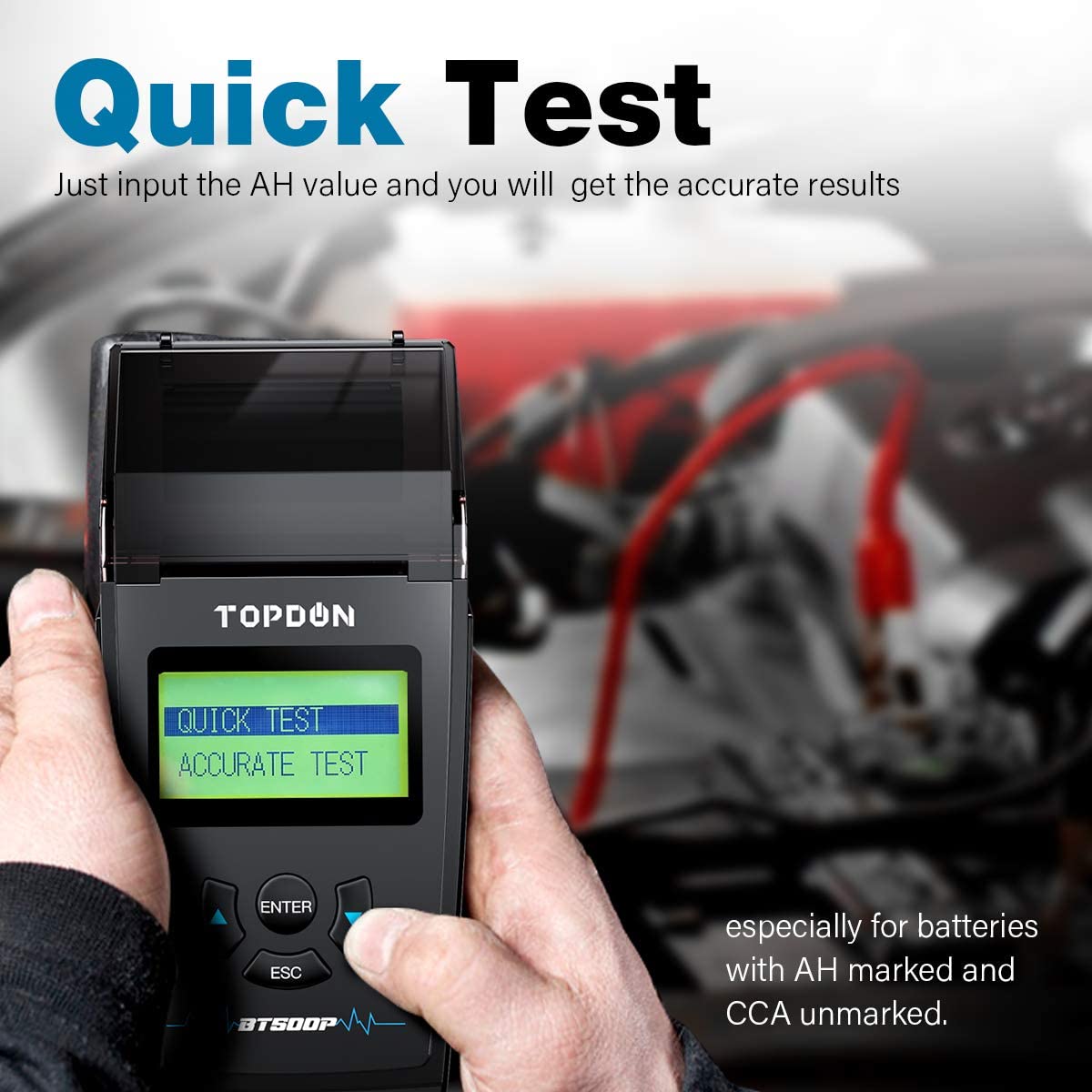 TOPDON BT500P Car Battery Tester with Printer 12V 24V Load Tester, Automotive Alternator Tester Auto Digital Analyzer Tool