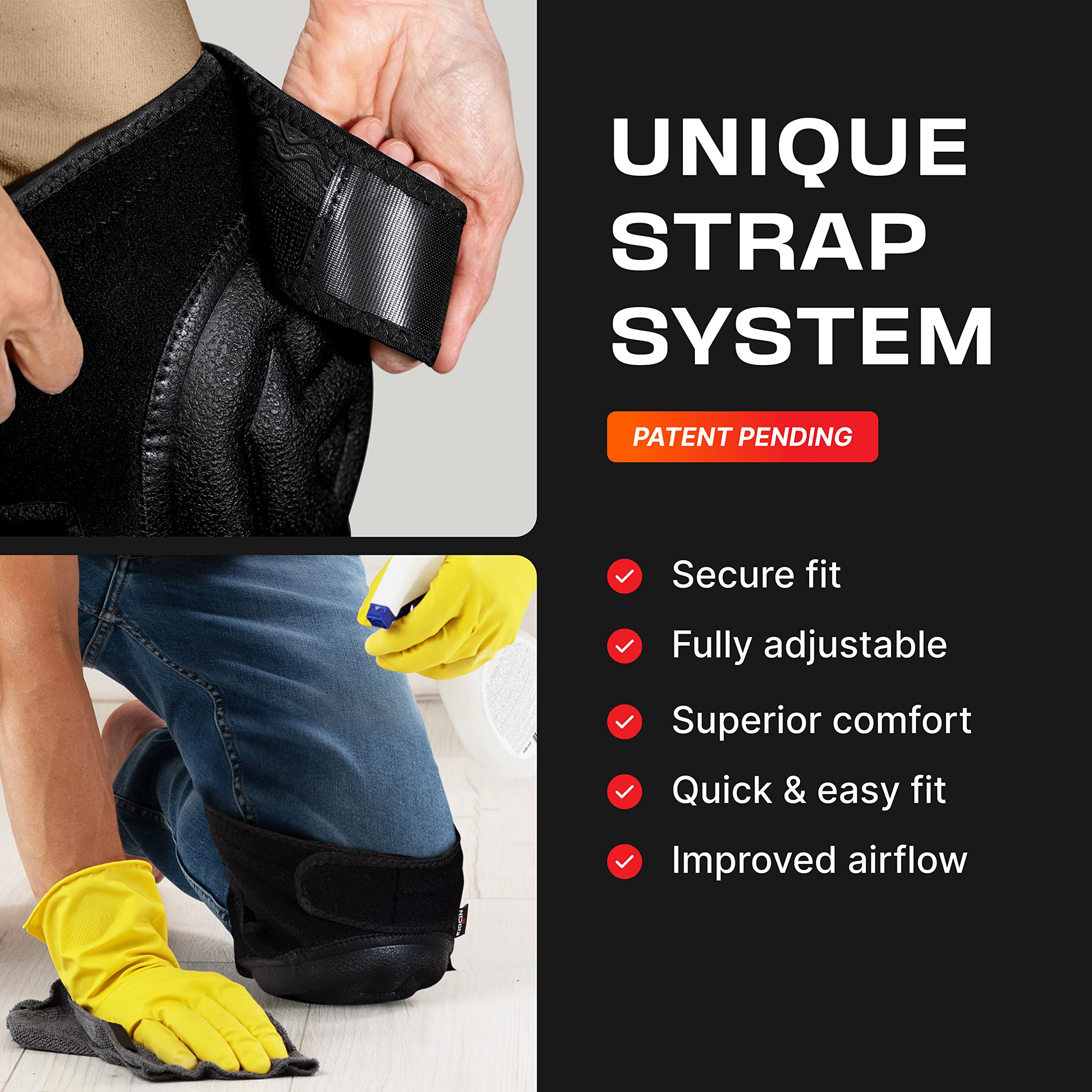 NoCry Gel Knee Pads for Men &a; Women with Waterproof Anti-Slip Cap and Adjustable Non-Slip Straps - Perfect Gardening Knee Pads;