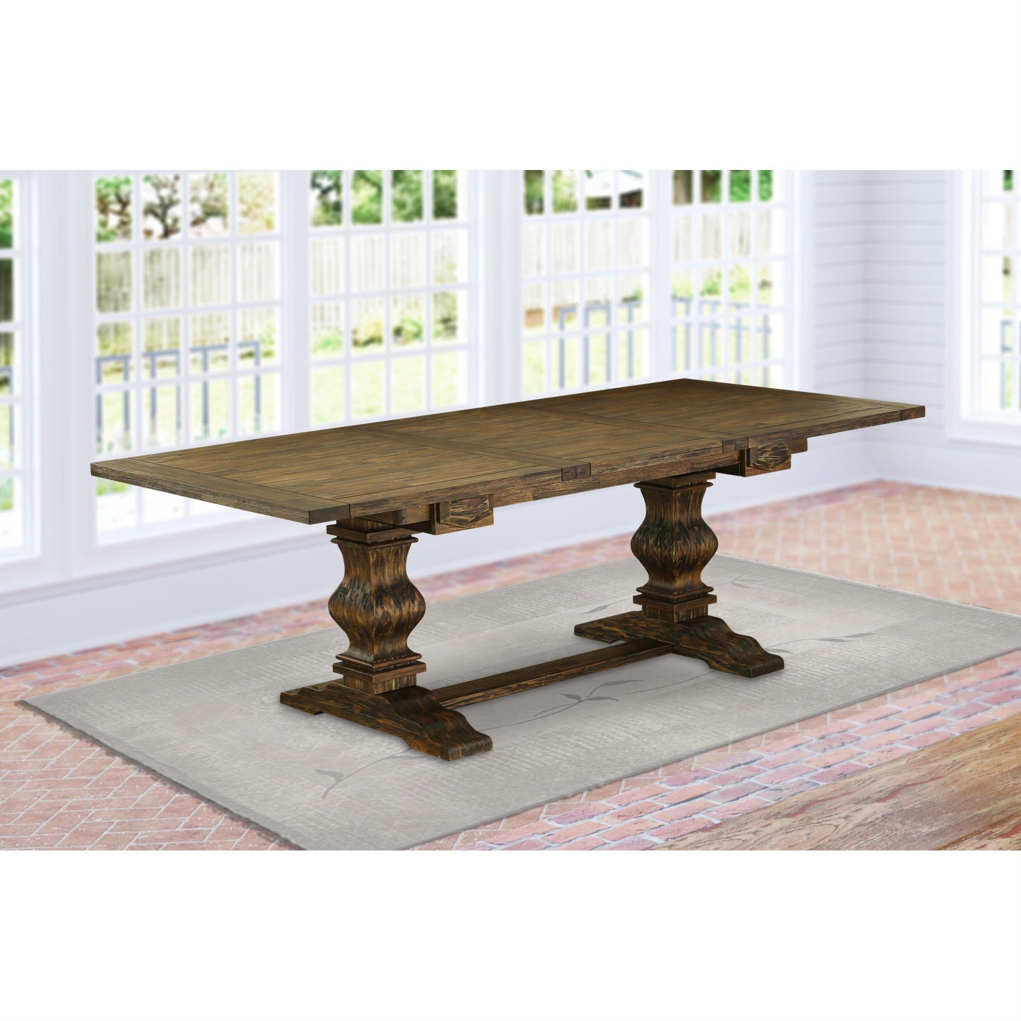 East West Furniture LAT-07-TP Rectangular Dining Room Table with Butterfly Leaf Distressed Jacobean Color Table Top Surface an
