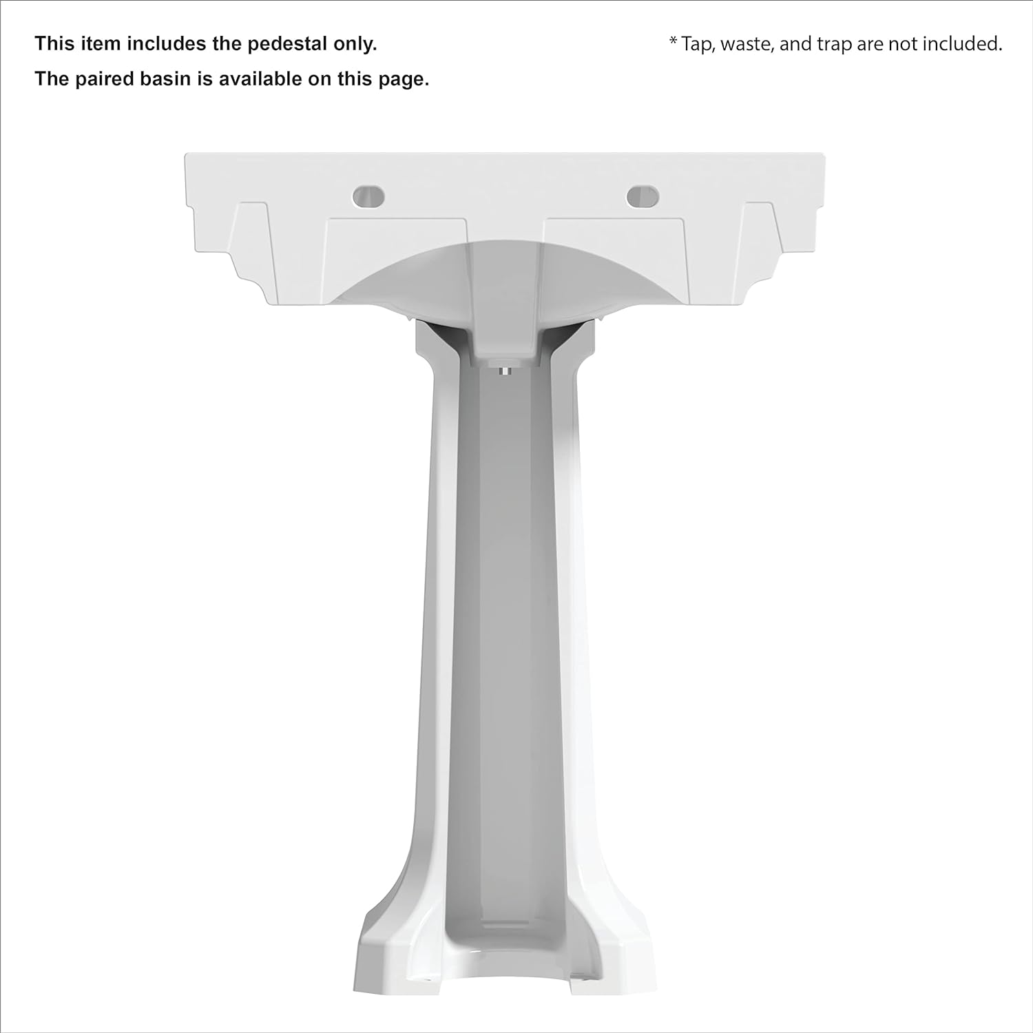 AMASHEN Full Pedestal Bathroom Sink Traditional, One Faucet Hole White Cloakroom Ceramic Wash Basin (Pedestal ony)