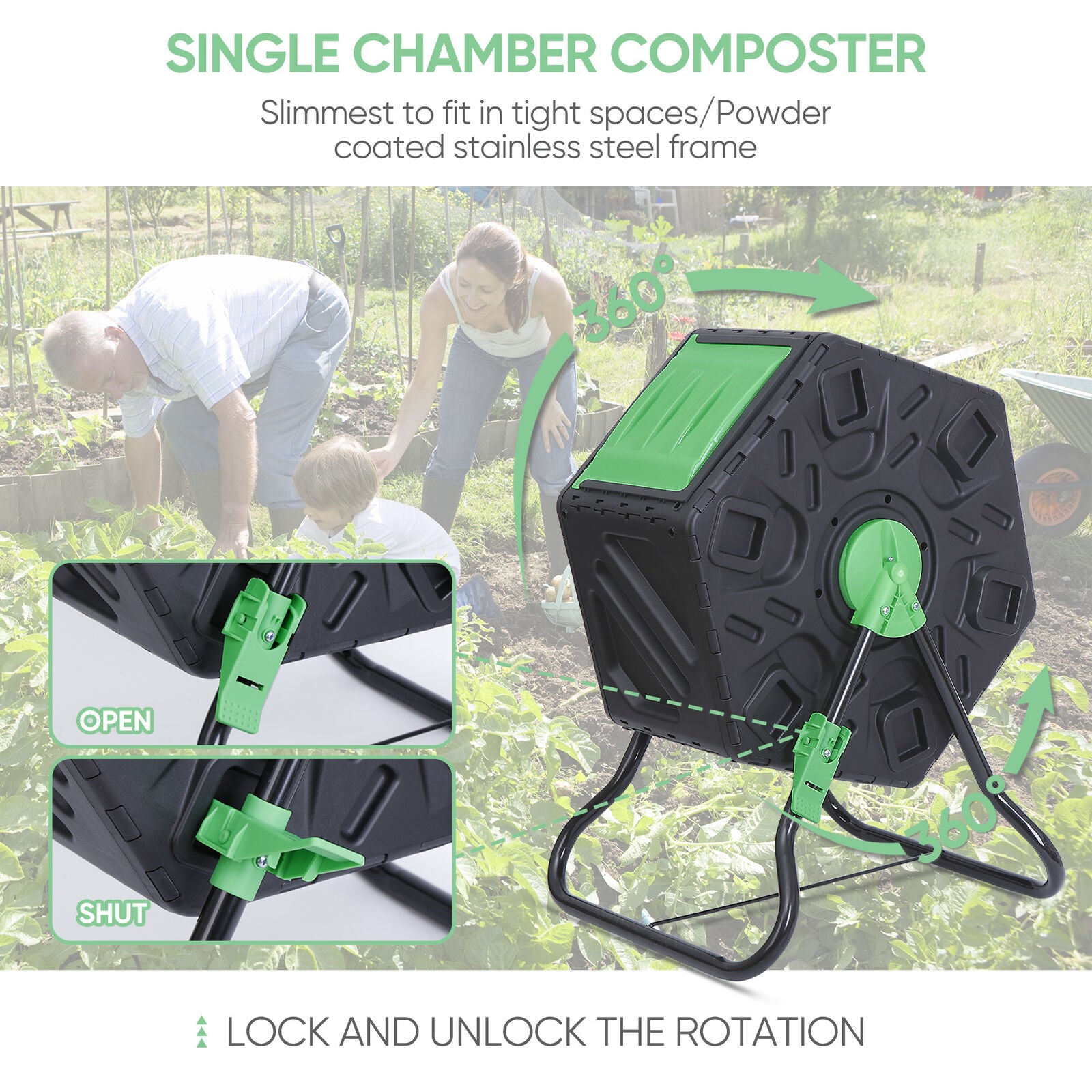 GCP Products 18.5 Gallon Compost Bin Garden Composting Colorful Durable Compost Bins Outdoor