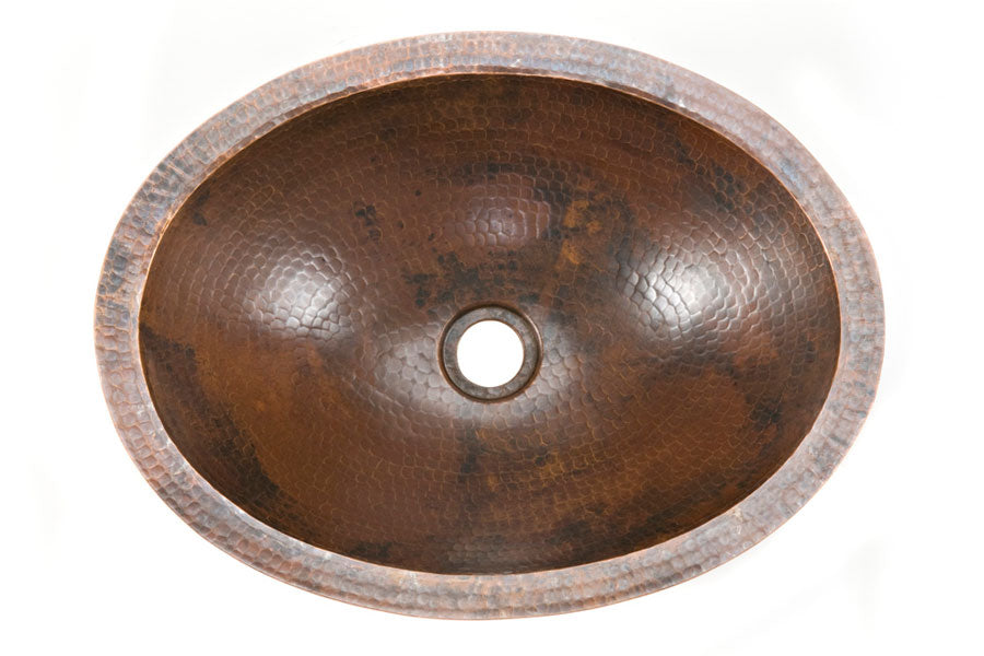 Premier Copper Products LO19FSTDB Star Decorated Hammered Copper Bathroom Sink