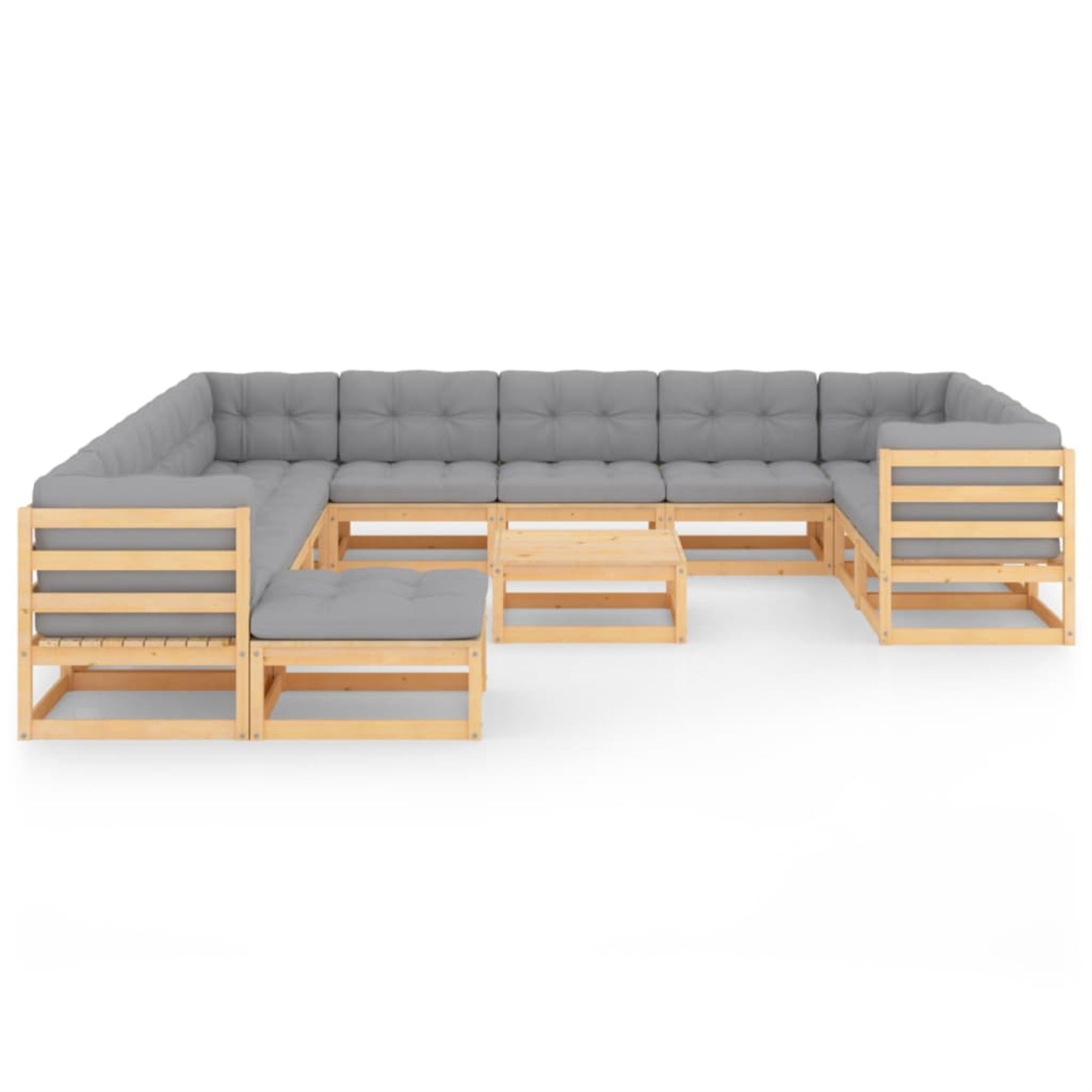 vidaXL 13 Piece Garden Lounge Set with Cushions Solid Pinewood Brown