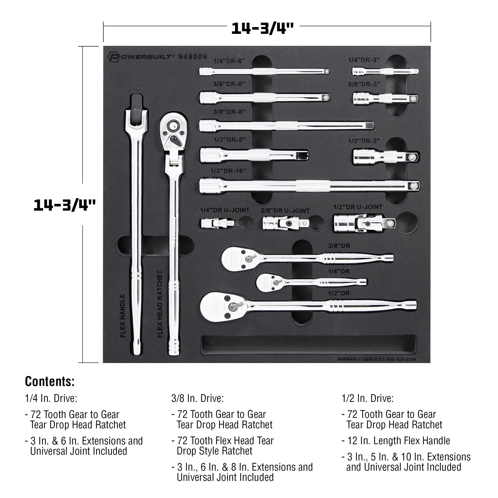 Powerbuilt 16 Piece Pro Tech Ratchet and Socket Accessories Set - 949009