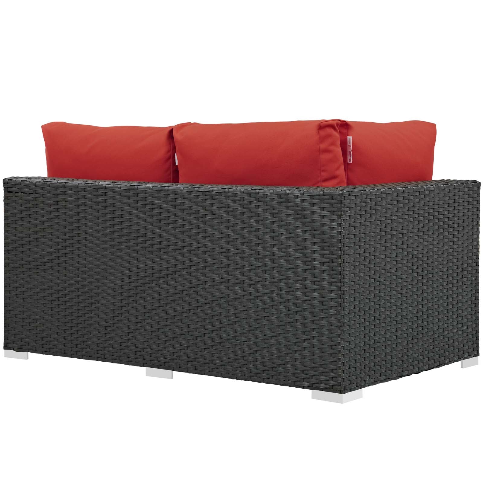 LexMod Sojourn Outdoor Patio Sunbrella® Left Arm Loveseat in Canvas Red
