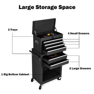 Gymax 6-Drawer Rolling Tool Chest Removable Tool Storage Cabinet with Sliding Drawers, Keyed Locking System Toolbox Organizer (Black)