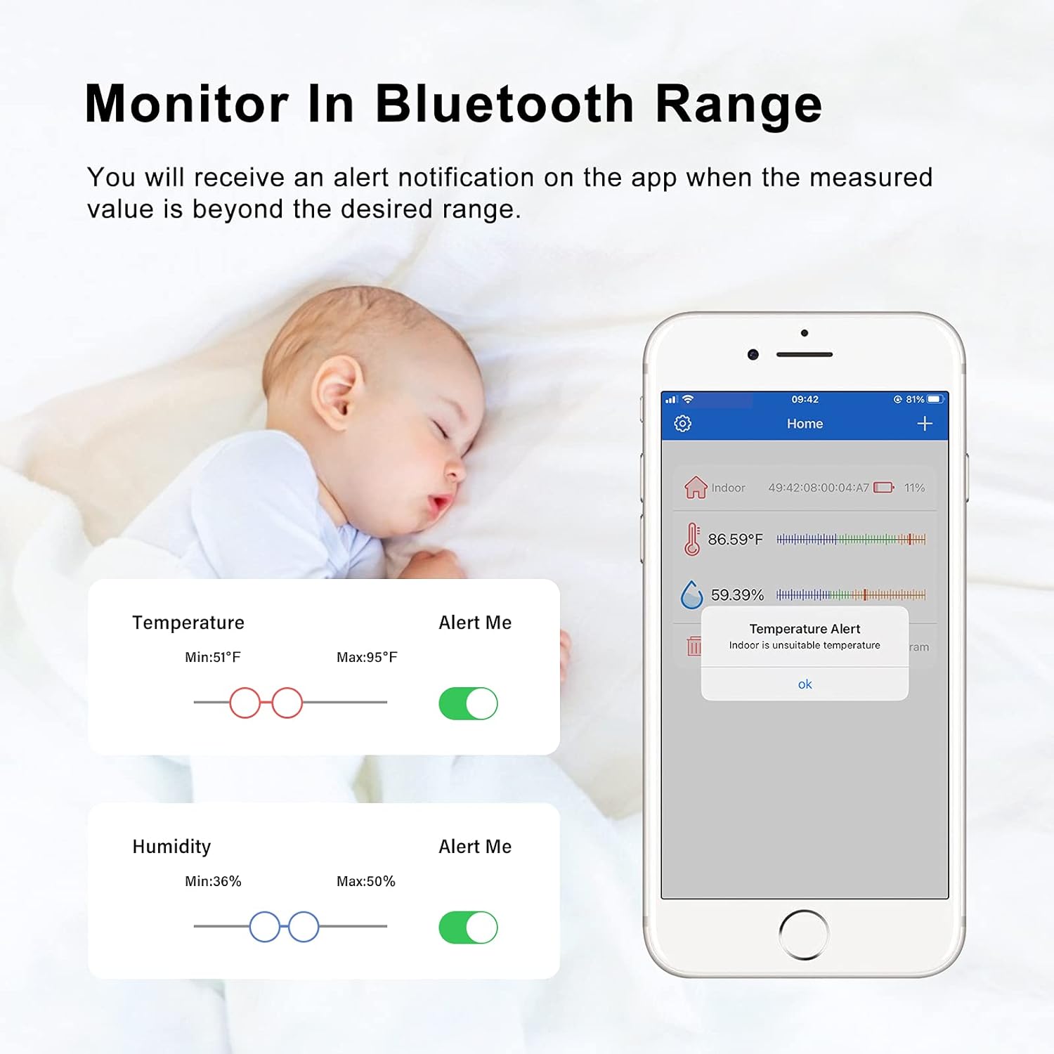 Generic Inkbird Smart Thermometer Temperature and Humidity Monitor Hygrometer Indoor, Free APP for iOS and Android, IBS-TH2 Plus Versio