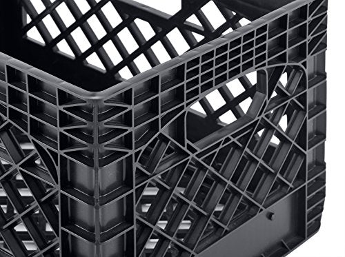 Muscle Rack PMK24QTB-3 24 Quart 3 Pack Black Heavy Duty Rectangular Stackable Dairy Milk Crates, 11