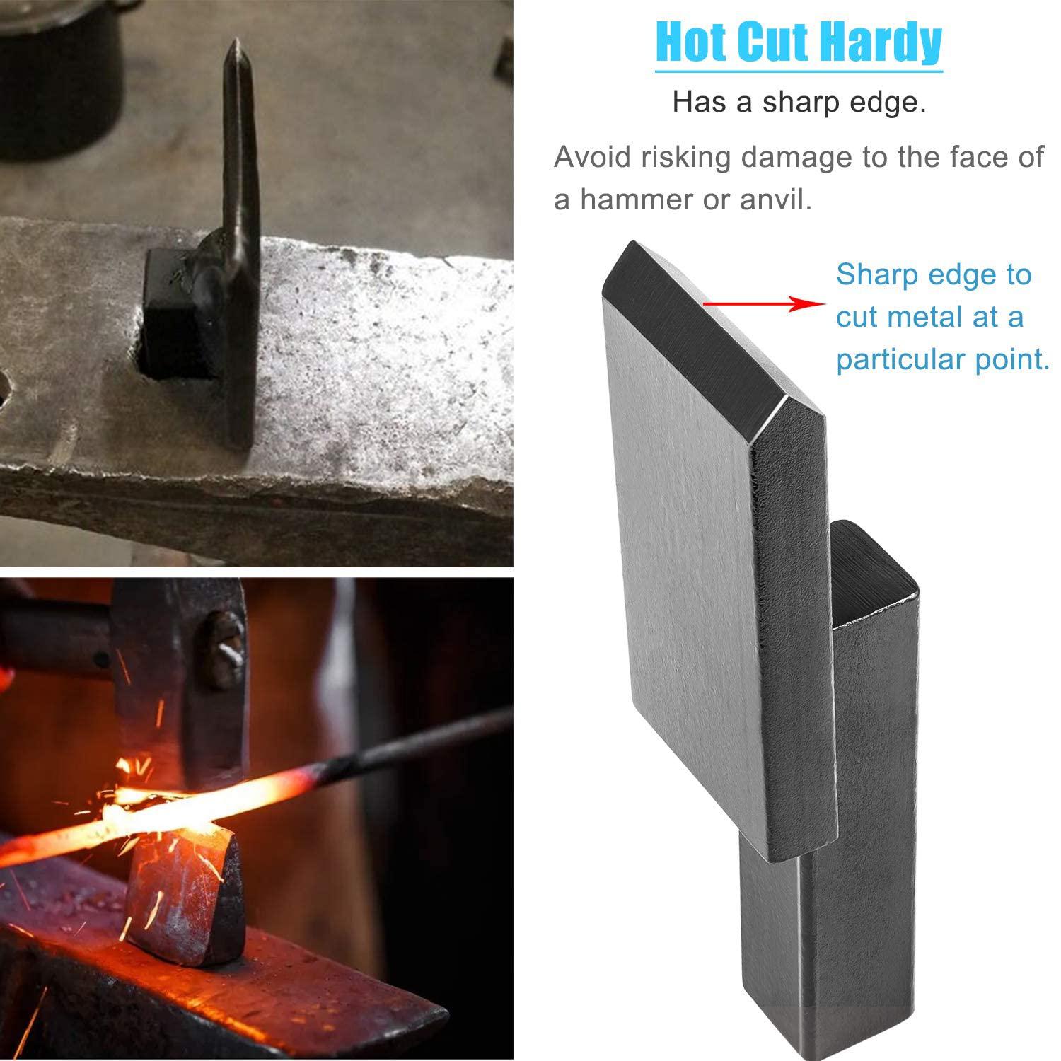 Camoo 1 inch blacksmith anvil hardy tool set - hot cut, creasing tool stake, bottom fuller set