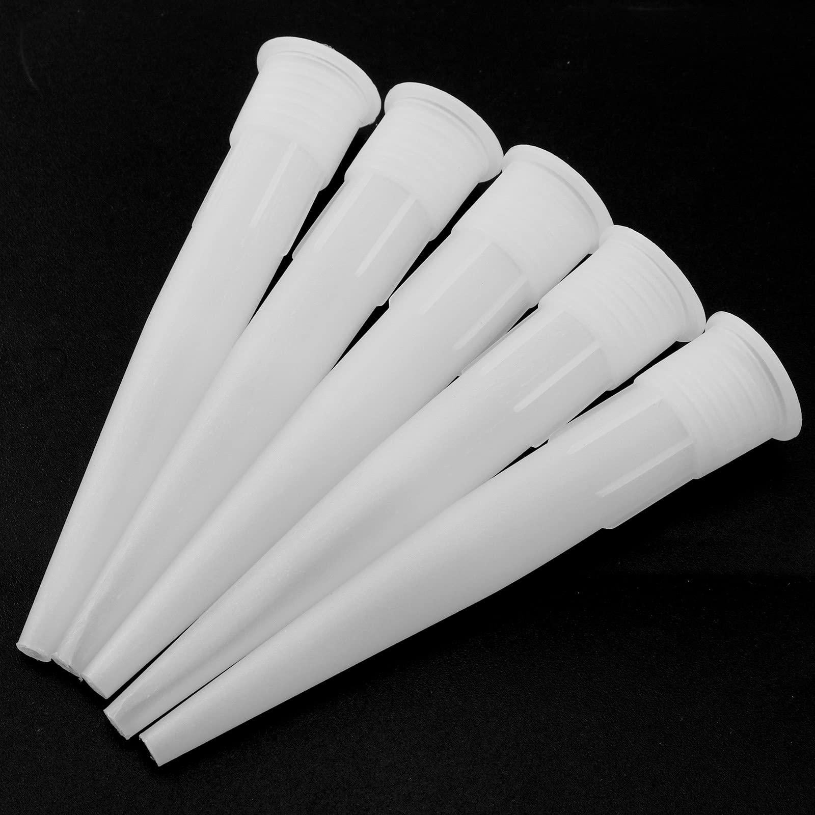 lind kitchen 30pcs 90mmx19mm plastic caulk nozzles caulking nozzle tip replacement extension tool supplies, white
