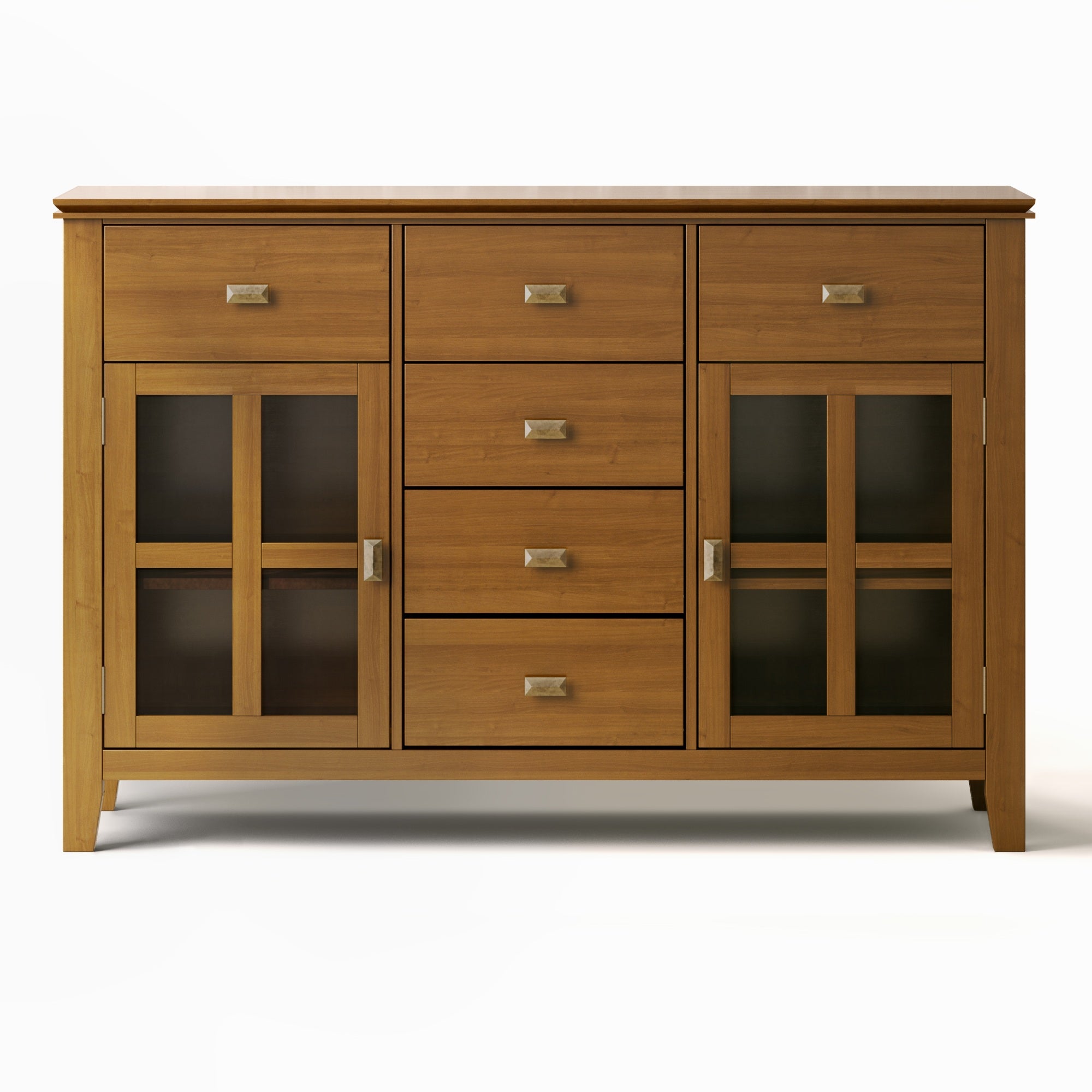 Simpli Home Artisan SOLID WOOD 54 inch Wide Transitional Sideboard Buffet Credenza in Honey Brown
