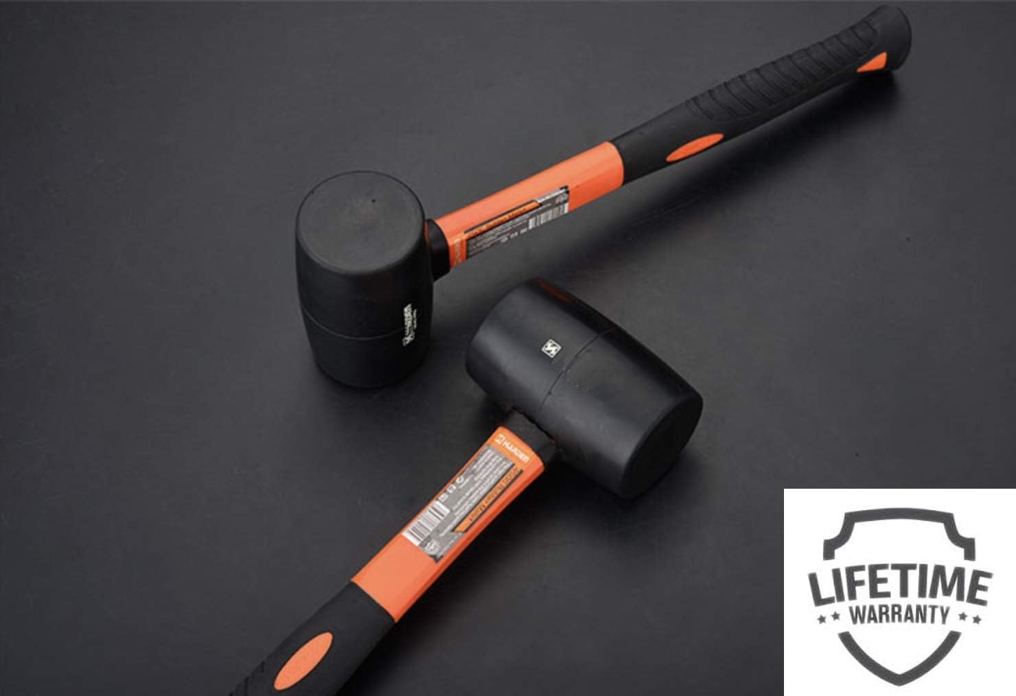 Edward Tools Harden Rubber Mallet Hammer 16 oz - Durable Eco-friendly Rubber Hammer Head for Camping, Flooring, Tent Stakes, Woodworking, So