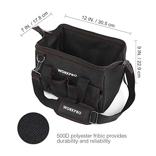 Workpro 12-inch Close Top Wide Mouth Storage Tool Bag, W081020A