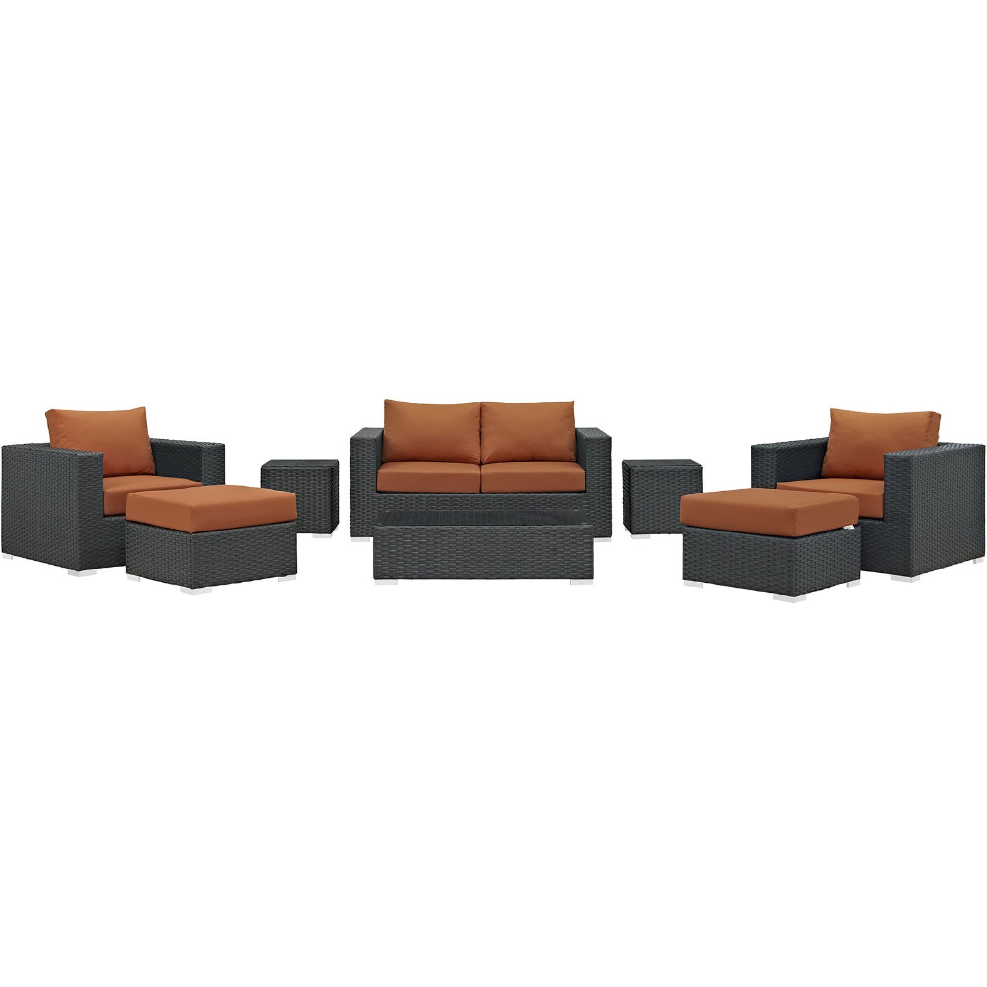 Ergode Sojourn 8 Piece Outdoor Patio Sunbrella Sectional Set - Canvas Tuscan