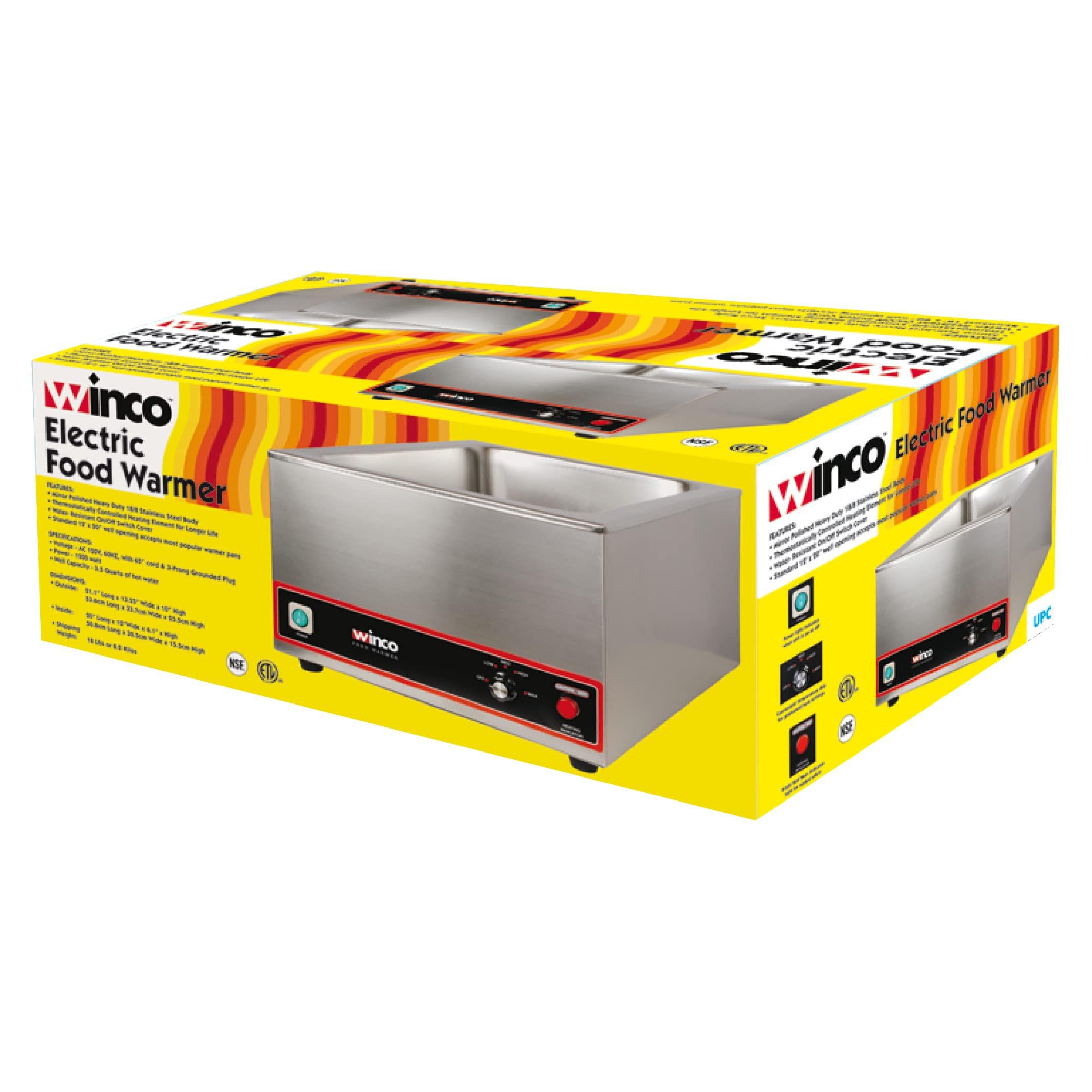 winco fw-s500 commercial portable steam table food warmer 120v 1200w,stainless steel,large