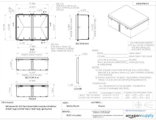 BUD Industries NBF-32334 Plastic Outdoor NEMA Economy Box 19.68
