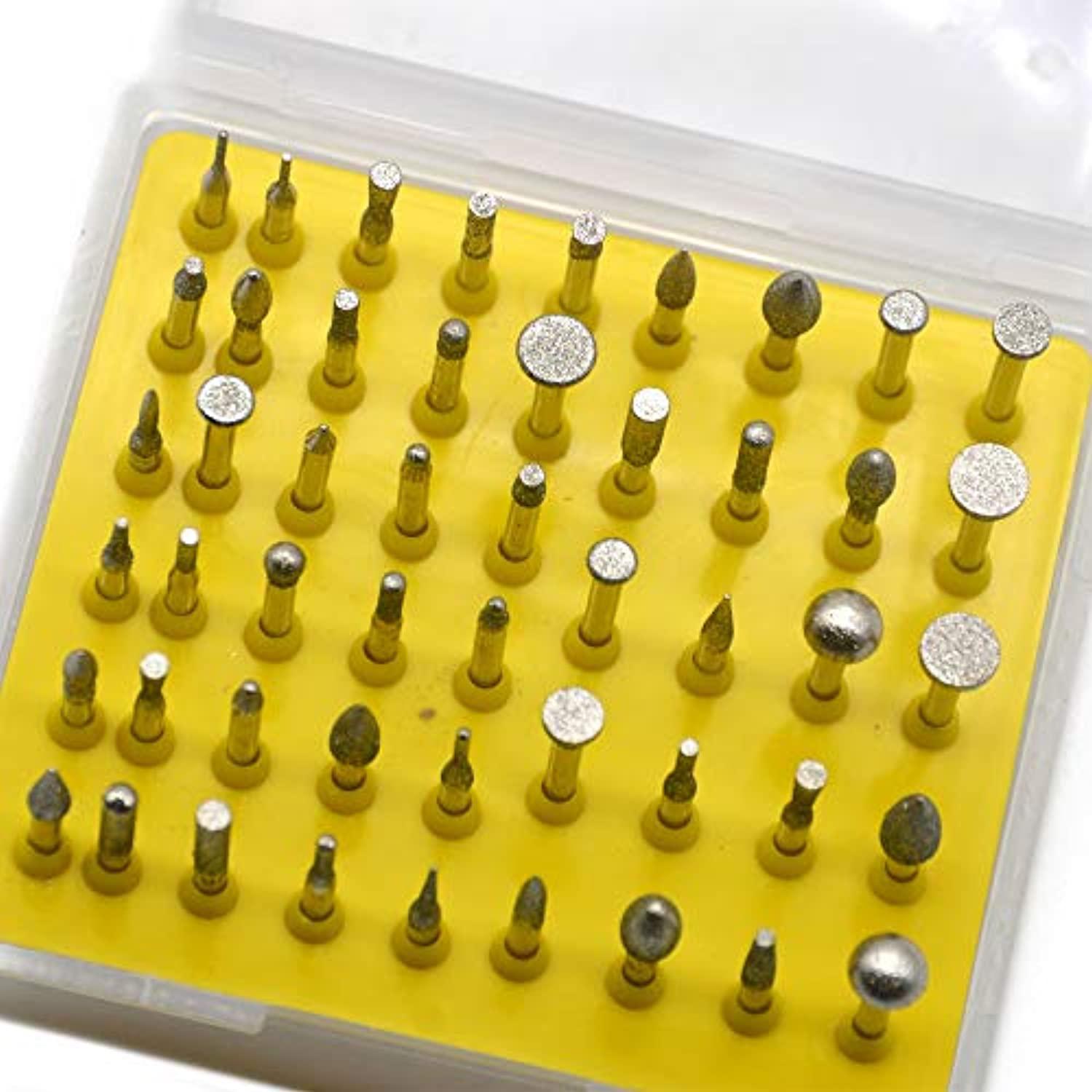 oudtinx 50-piece 1/8-inch shank diamond coated rotary burrs set fits dremel rotary tools,diamond burr set for jewelry,glass,s
