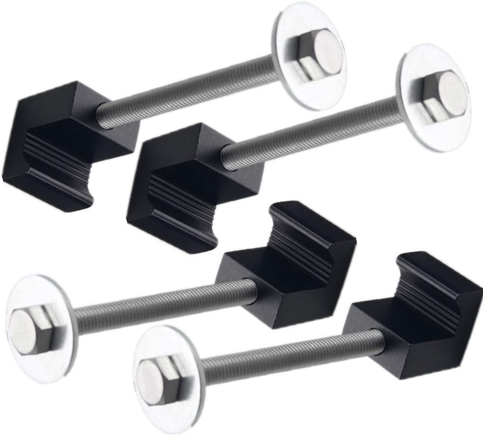 JGR Pickup Truck Tool Box Tie Downs Aluminum J Hook Crossover 4 Pack, Black