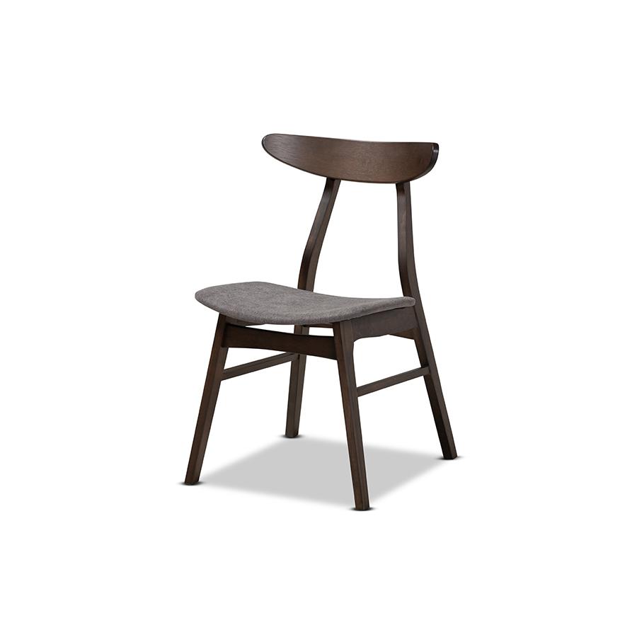 Baxton Studio Britte Mid-Century Modern Dark Grey Fabric Upholstered Dark Oak Brown Finished 4-Piece Wood Dining Chair Set Set