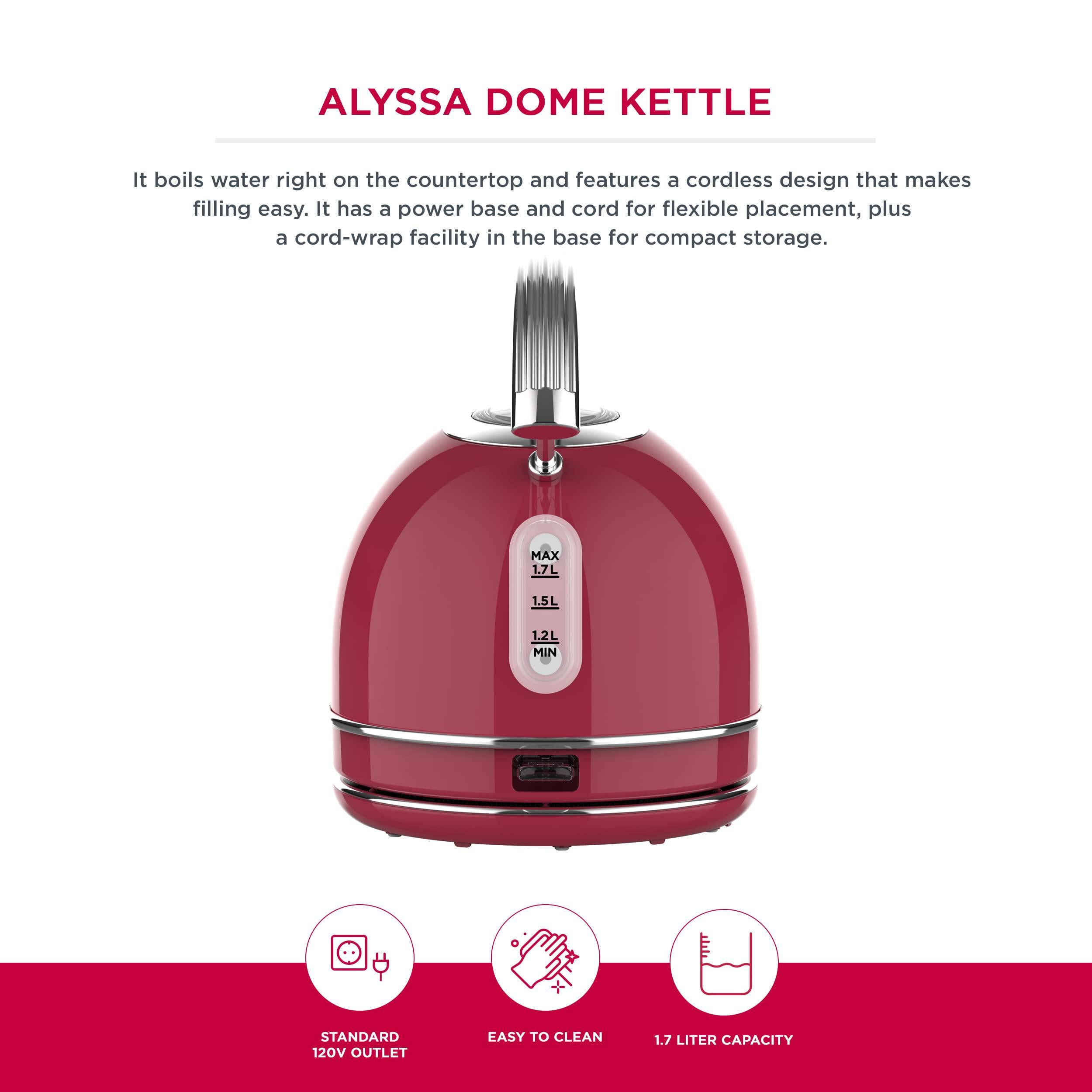 homeart alyssa collection - electric cordless dome kettle and 4-slice toaster with adjustable browning control - stainless st