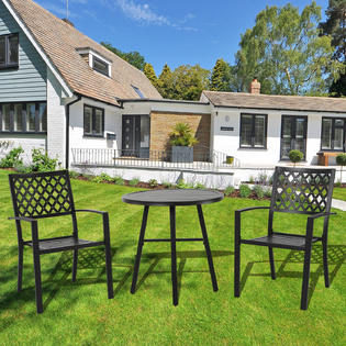 Nuu Garden 3 Piece Patio Bistro Set,  Metal Frame with 2 Patio Dining Chairs and 1 Round Patio Table
