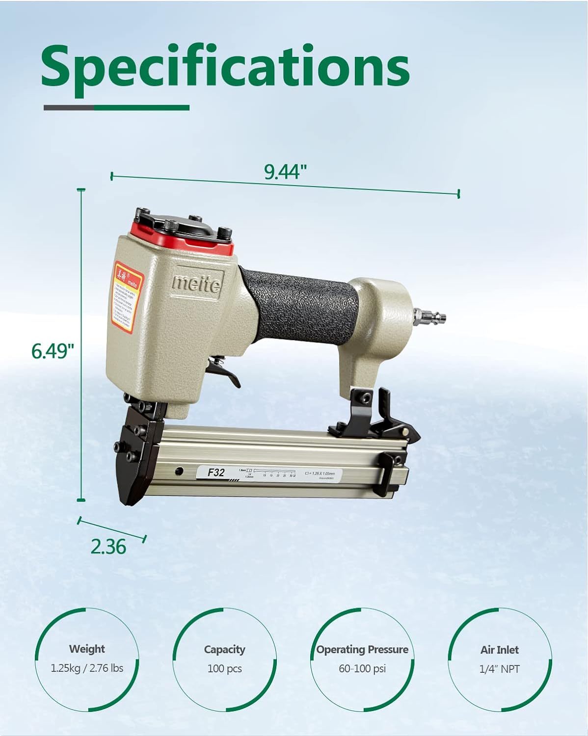 Guangdong Meite Mechanical Co. meite F32 Brad Nailer 18 Gauge 3/8